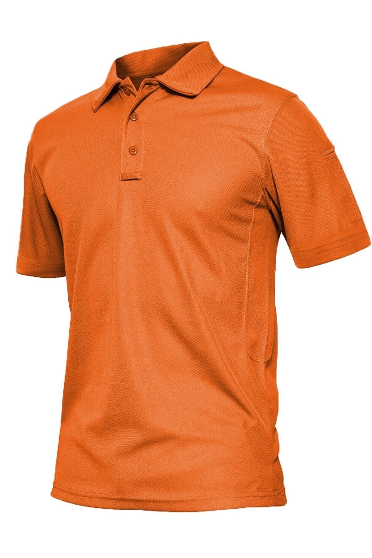 Ghassy Co. Erkek Taktik Polo Yaka Gömlek Hızlı Kuruma Nem Emici Performans Pique Jersey Golf T-shirt - TURUNCU