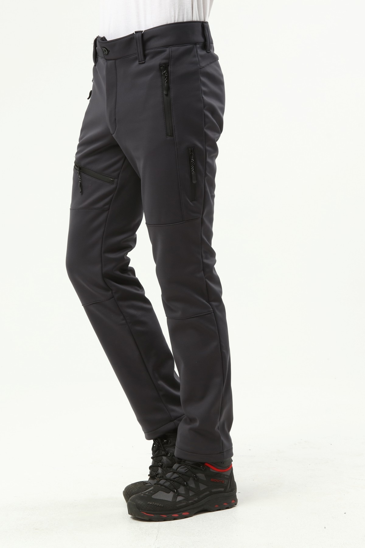 Ghassy Co. Erkek İçi Polarlı Tactical Outdoor Su Geçirmez Koyu Gri Softshell Pantolon - KOYU GRİ