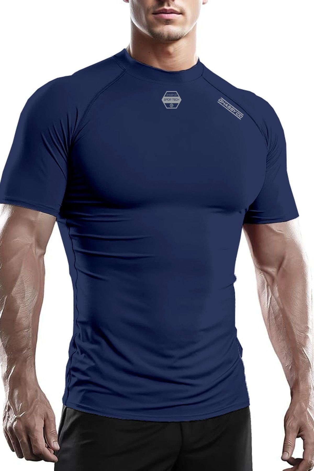 Ghassy Co. Erkek Premium Nefes Alabilen Hızlı Kuruma Koşu Fitness Reflektör Armalı Spor T-shirt