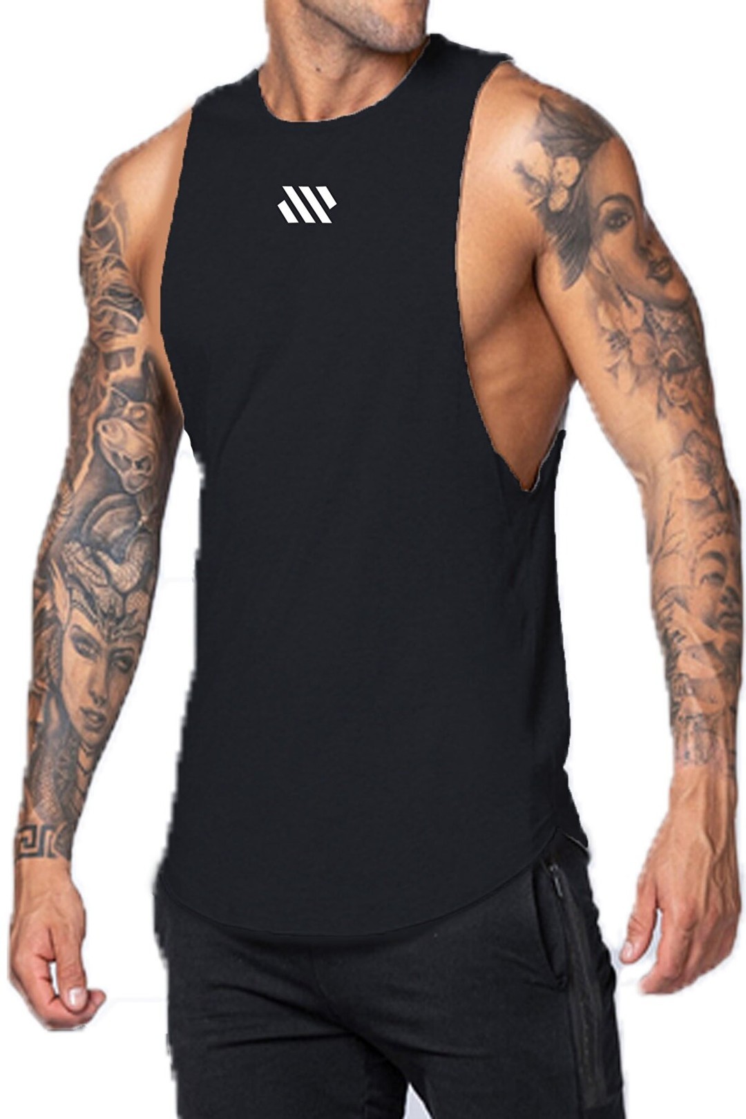 Ghassy Co. Erkek Dry Fit Gym Workout Stringer Fitness Spor Atlet Tshirt GYM-105 - SİYAH