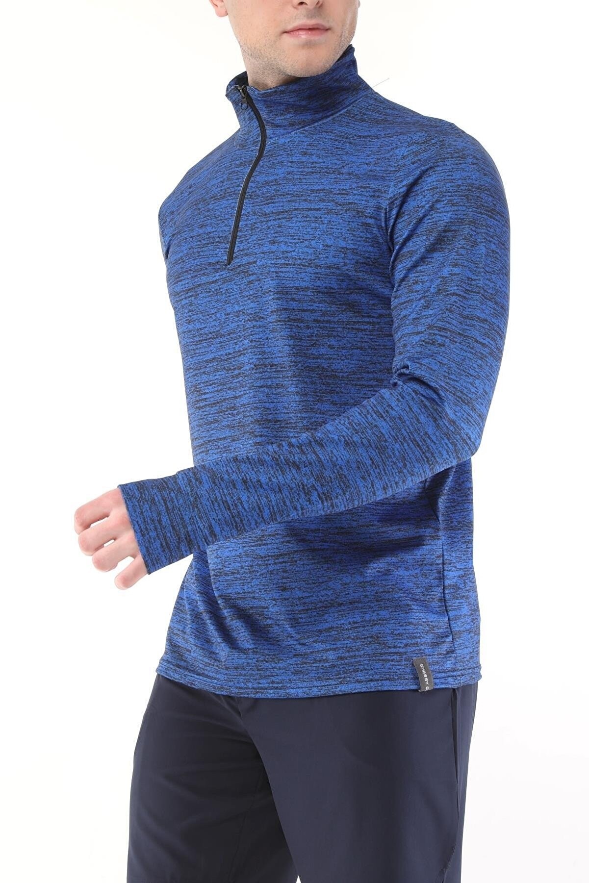 Ghassy Co. Erkek Running Nem Emici UV Güneşten Koruma Parmaklık Detaylı Uzun Kollu Outdoor Tshirt - SAKS