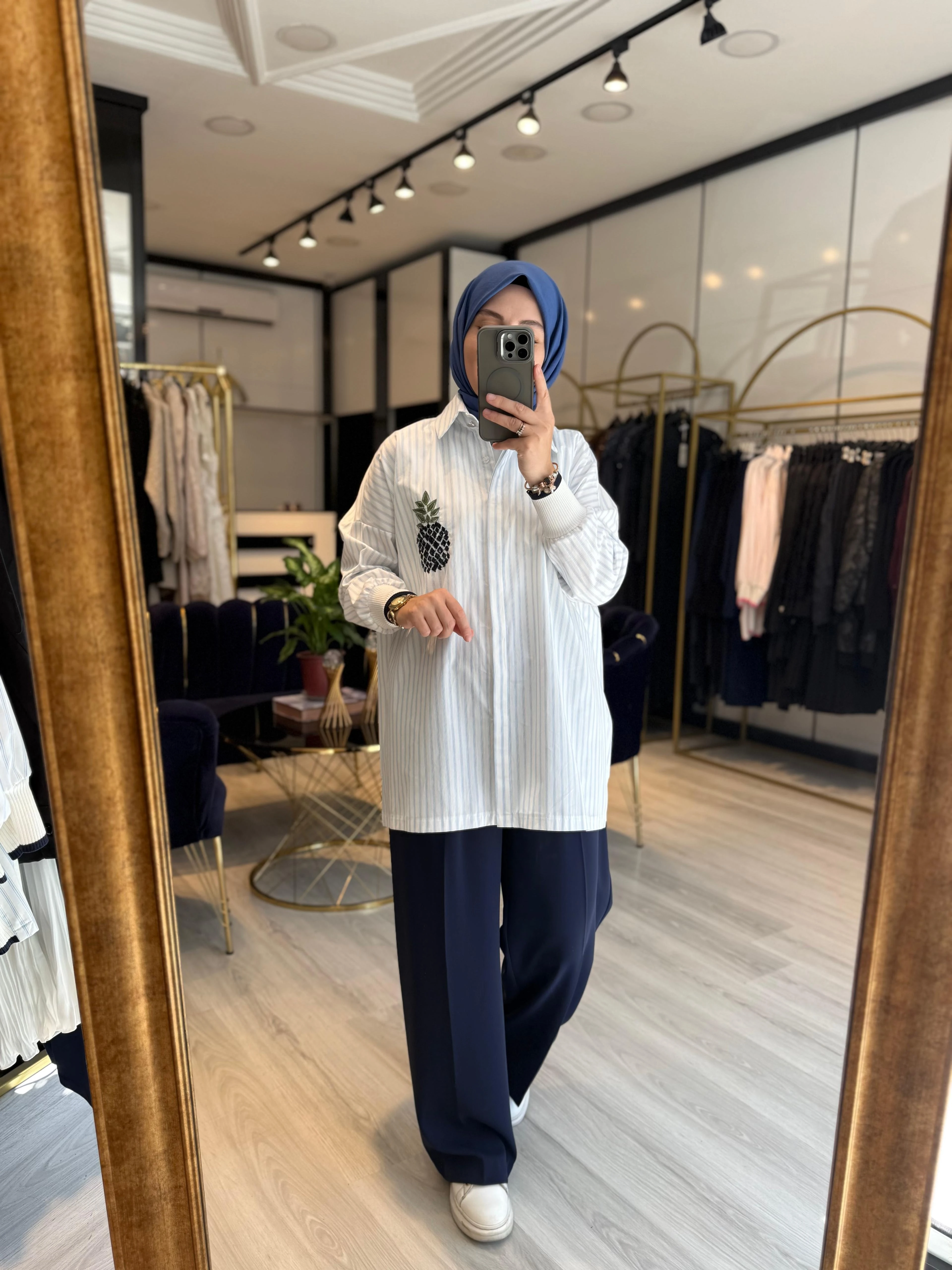 Ananaslı Gömlek - Lacivert