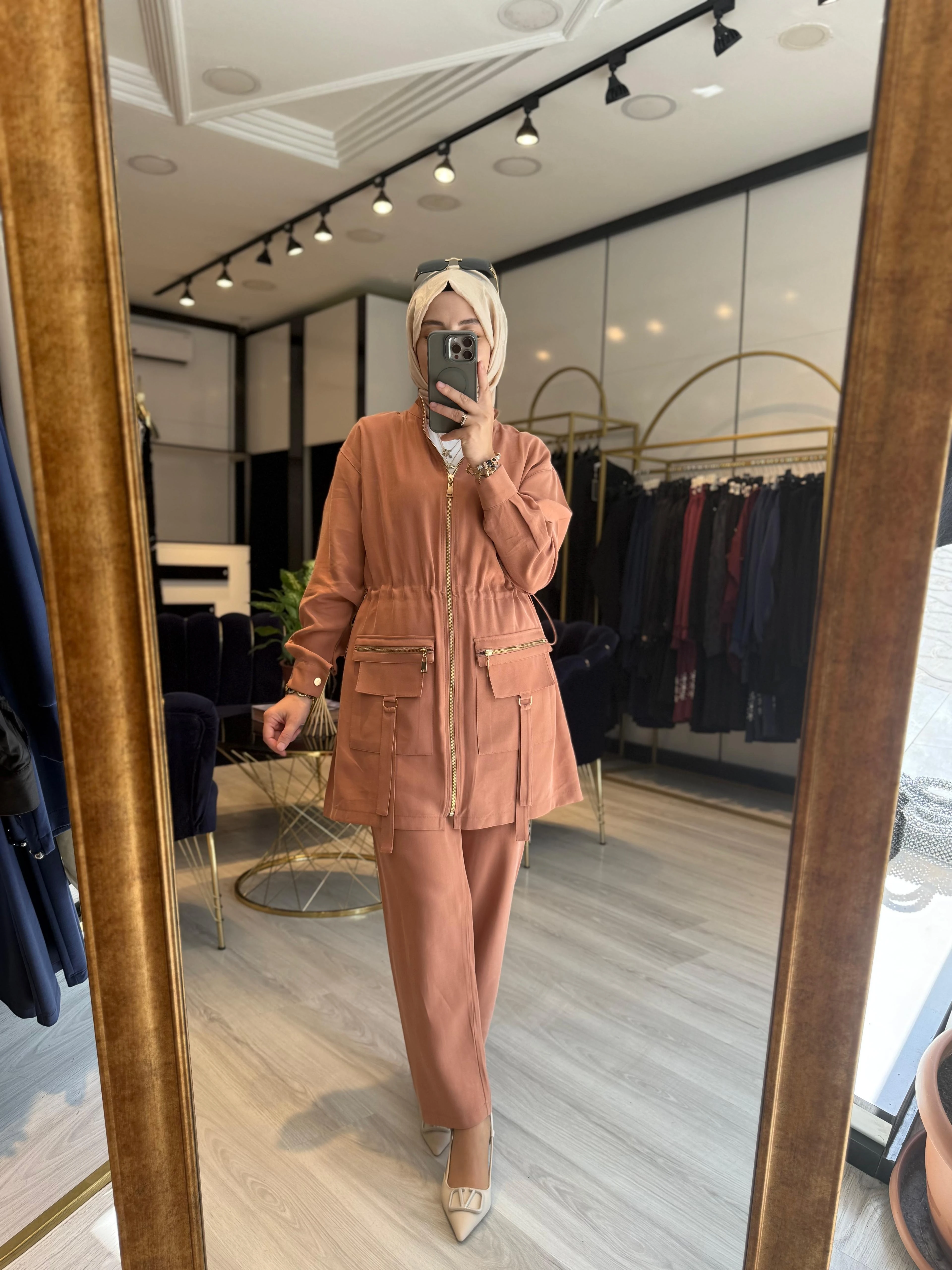 Fermuarlı Cepli Takım - Kiremit