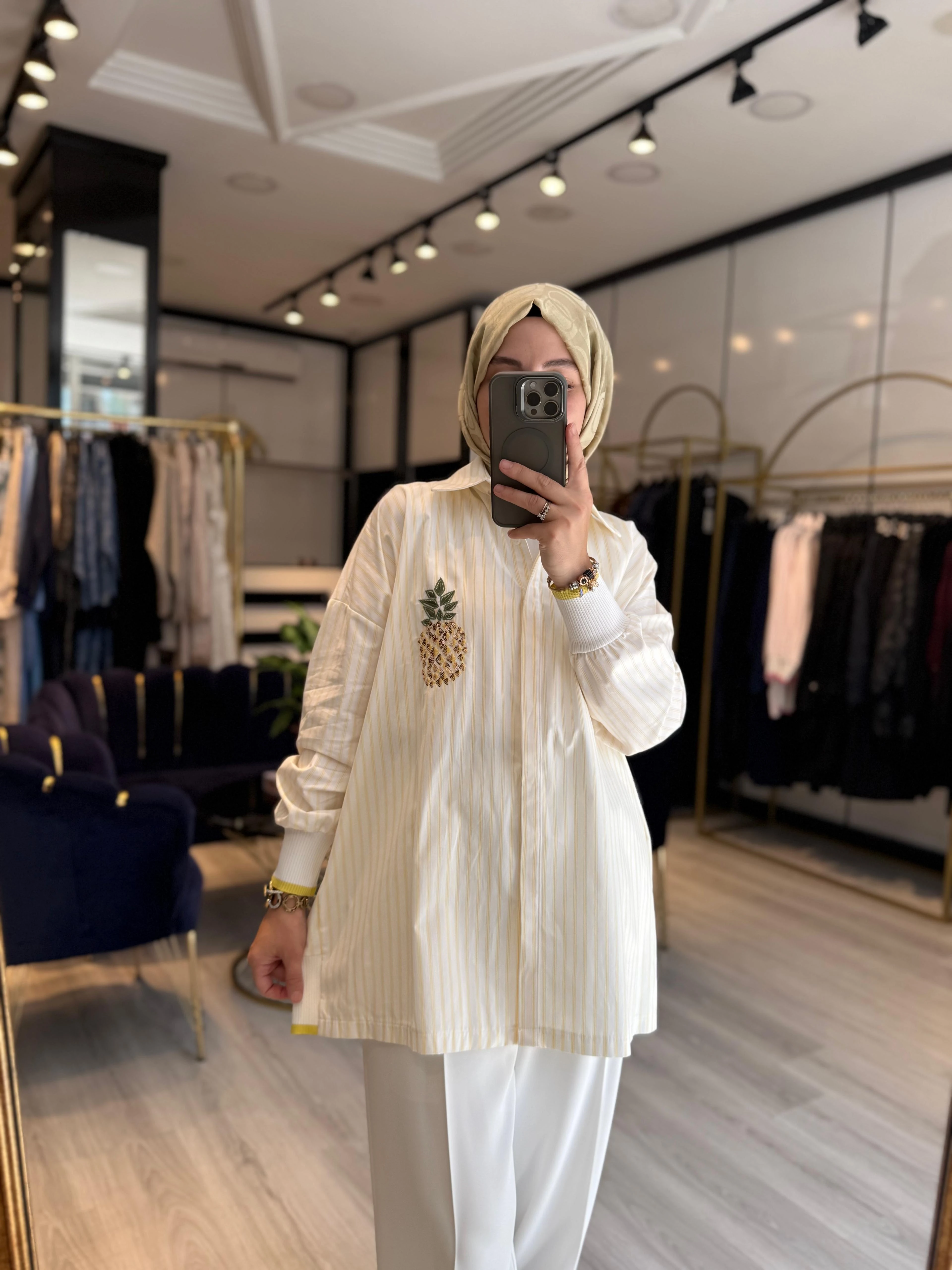 Ananaslı Gömlek - Sarı