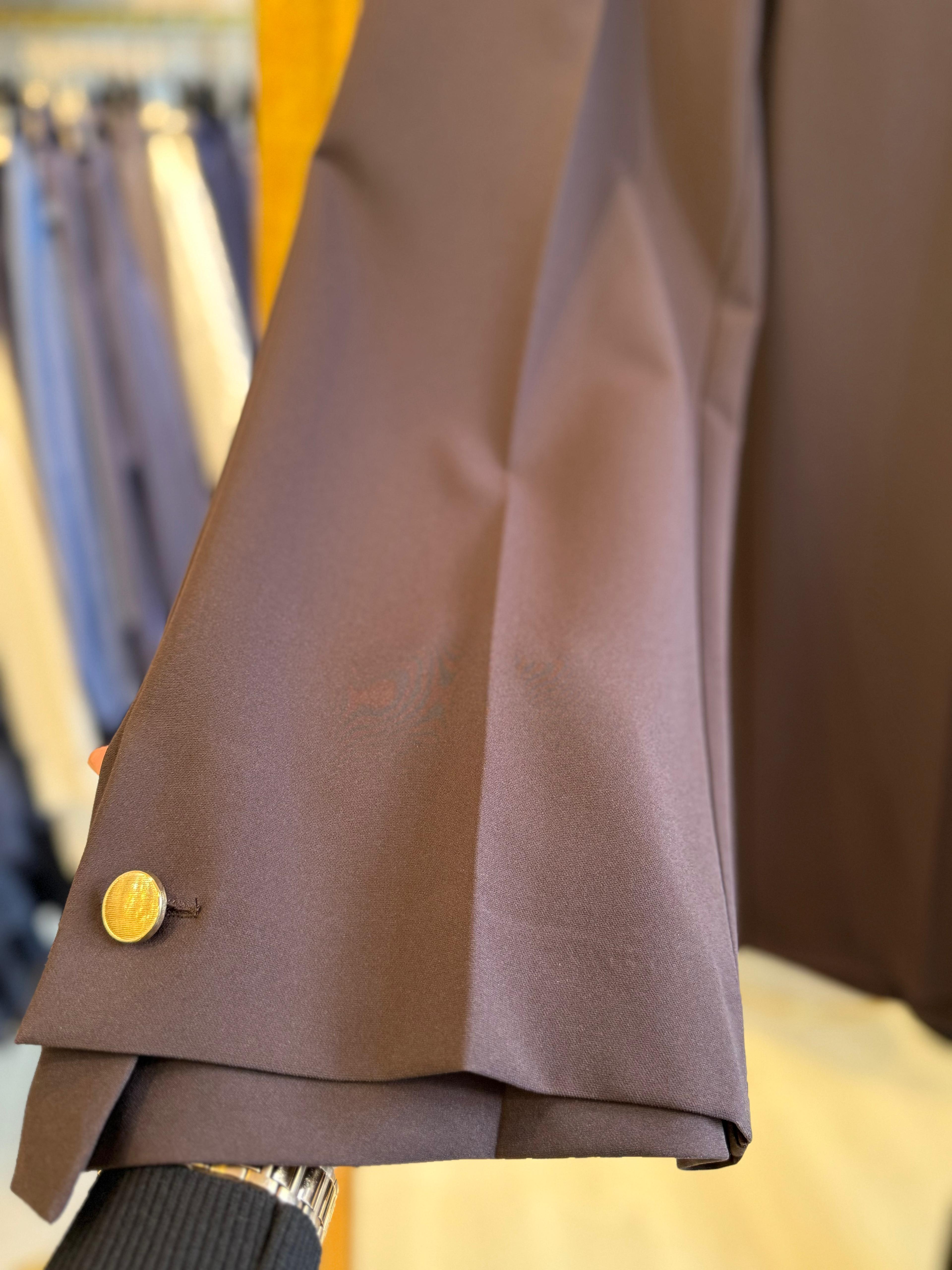 Düğmeli Bol Paça Pantolon - Kahverengi