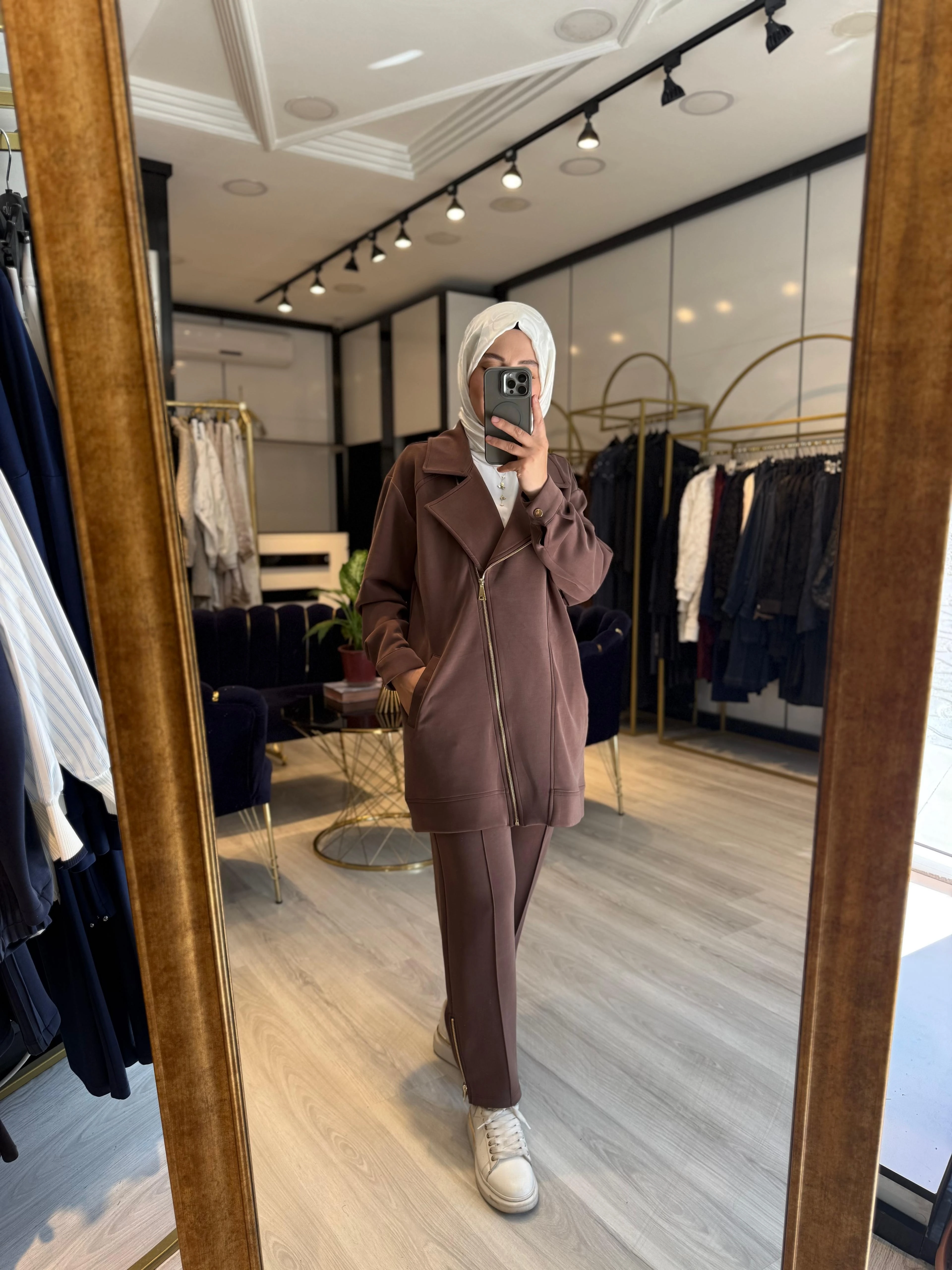 Oysho Modal Fermuarlı Takım - Kahverengi