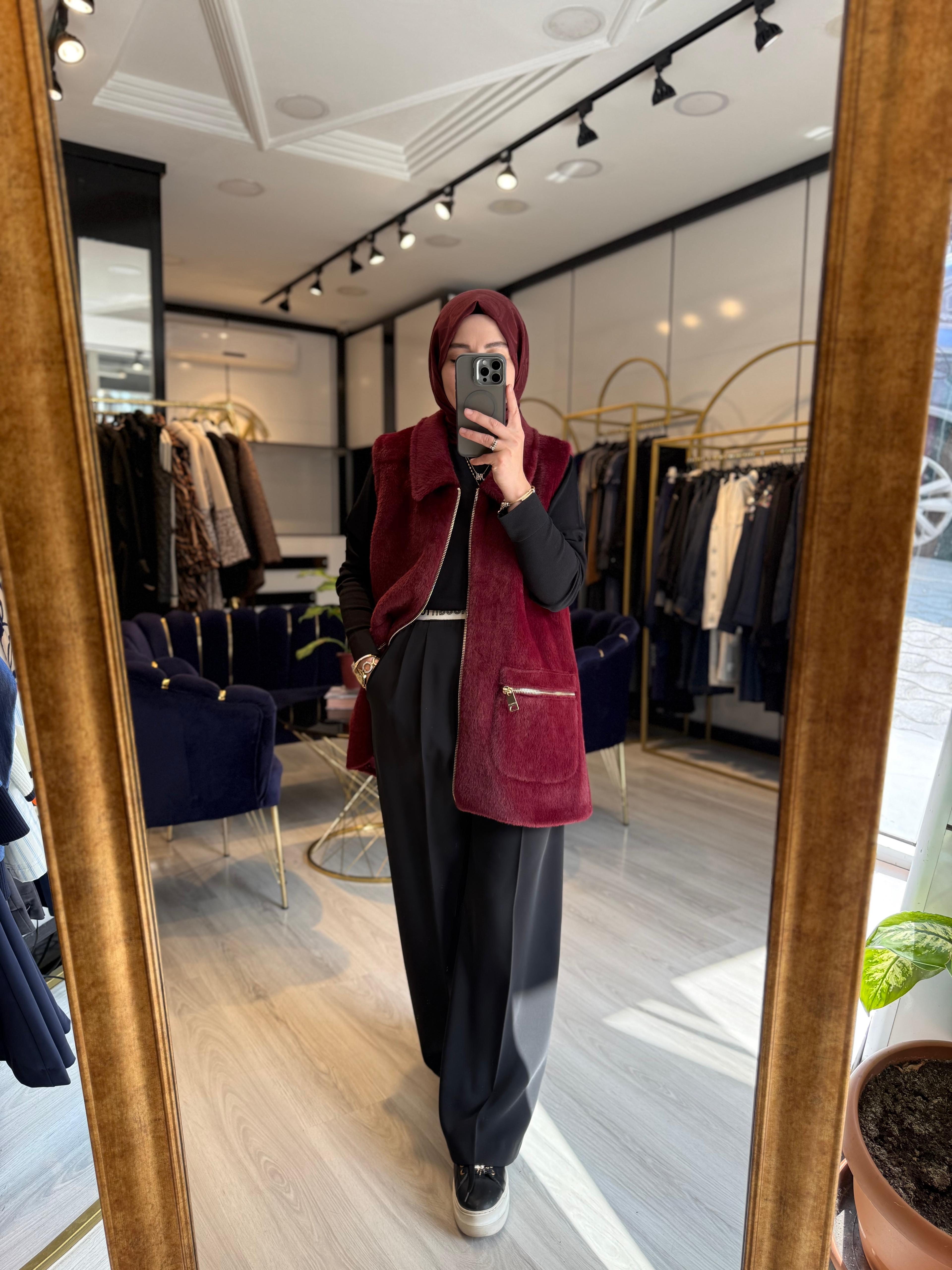 Angora Yelek-Bordo