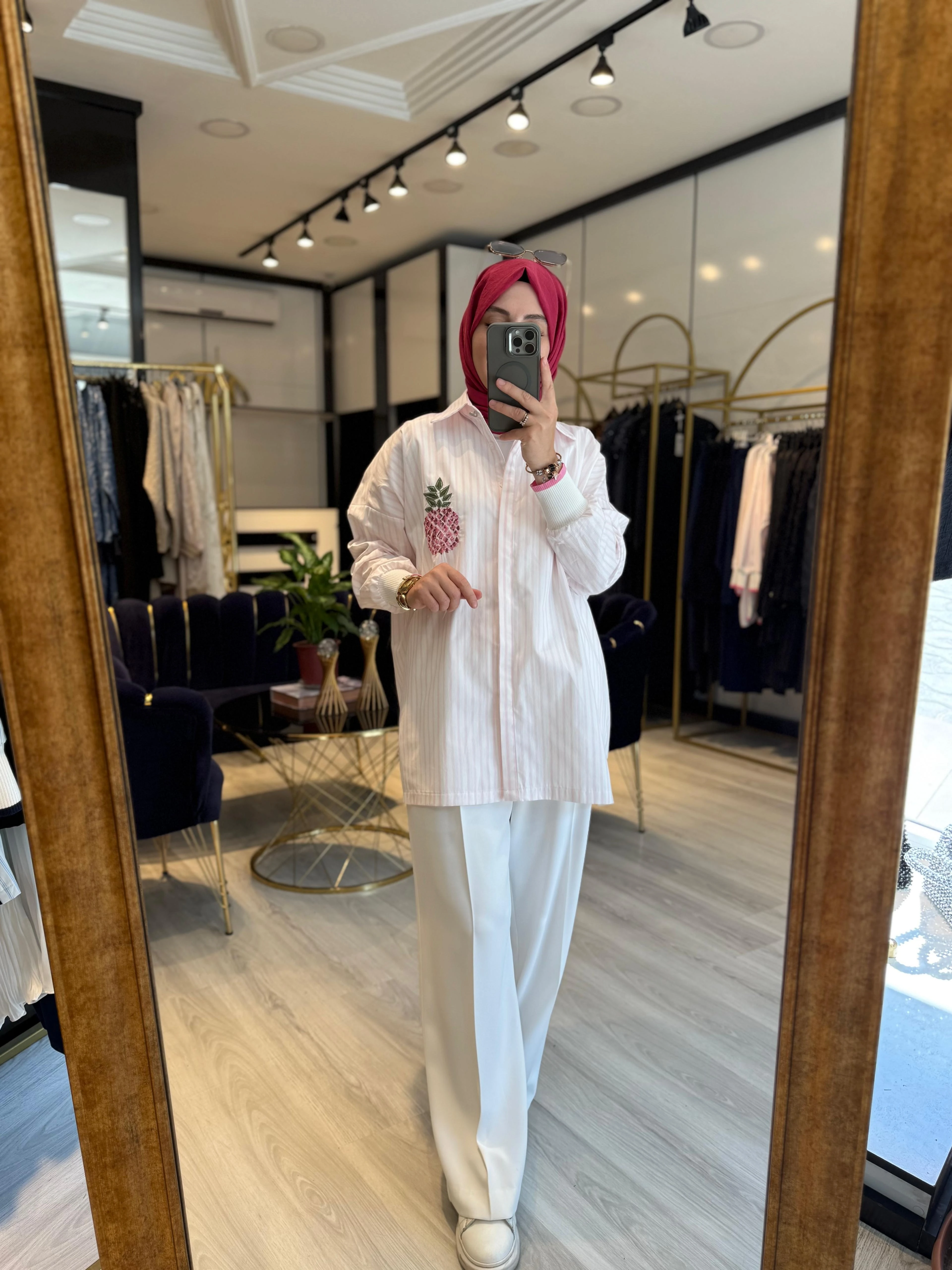 Ananaslı Gömlek - Pembe