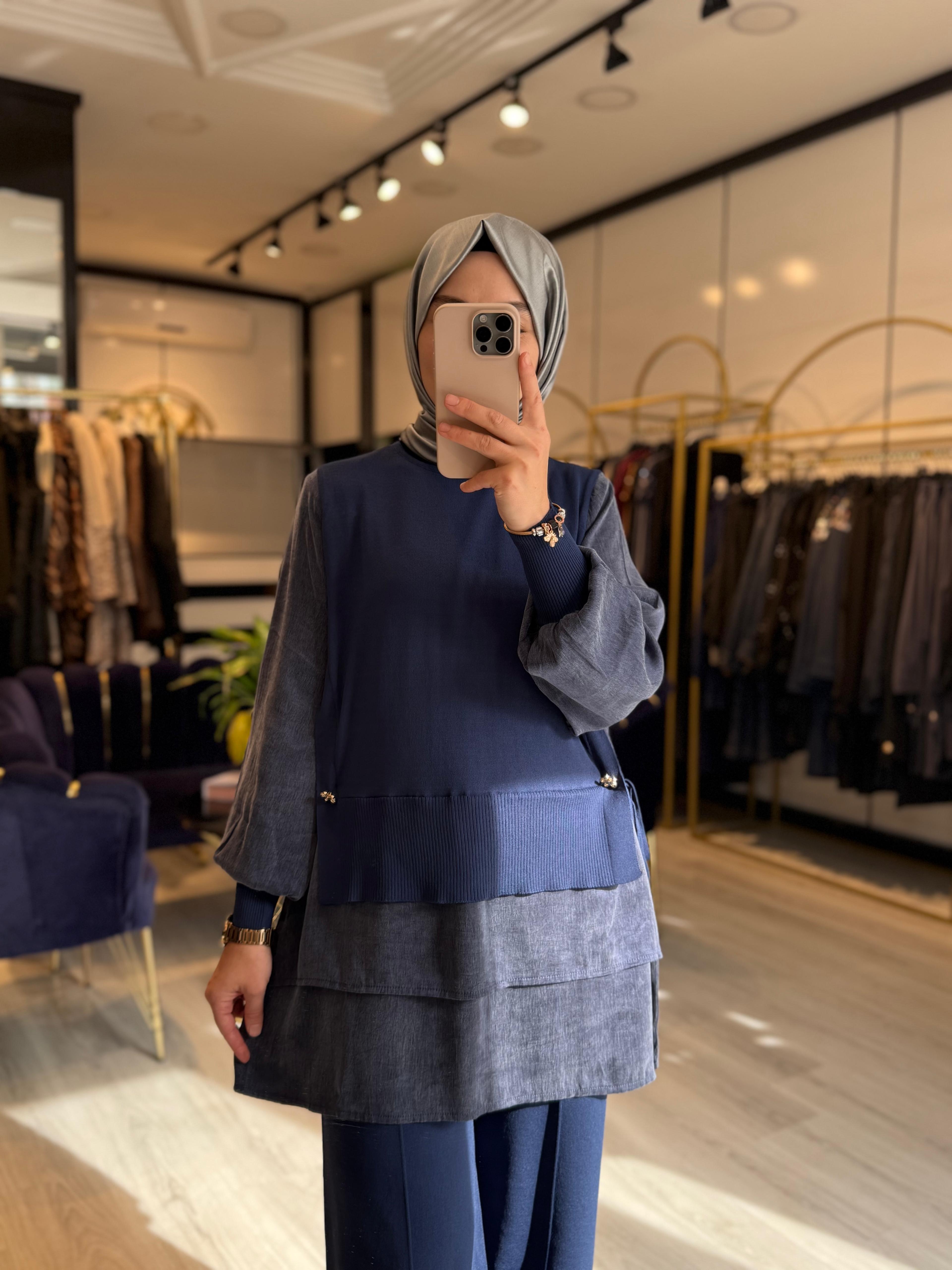 Merserize Tunik-Mavi