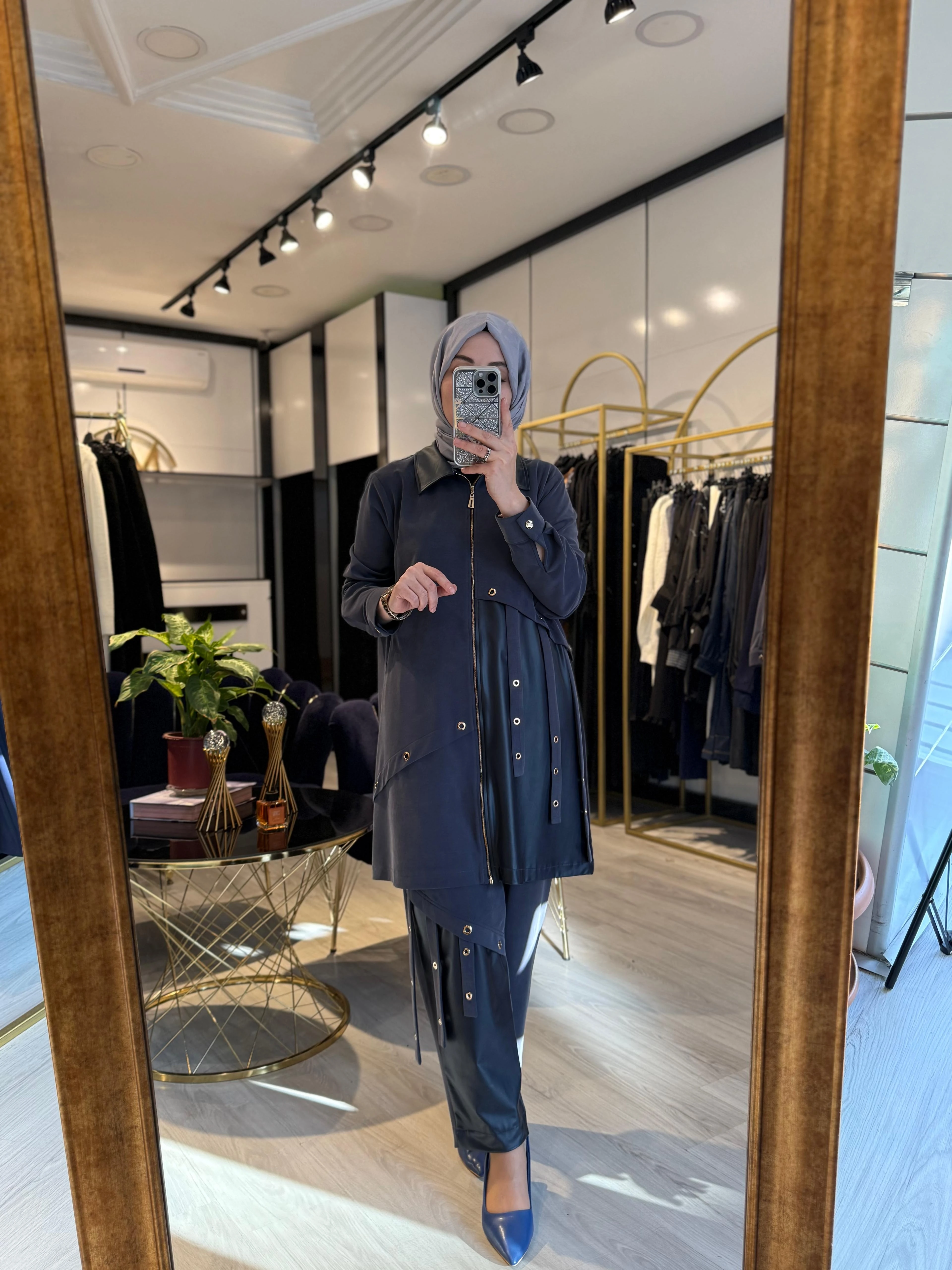 Tasarım Fermuarlı Şık Takım - Lacivert