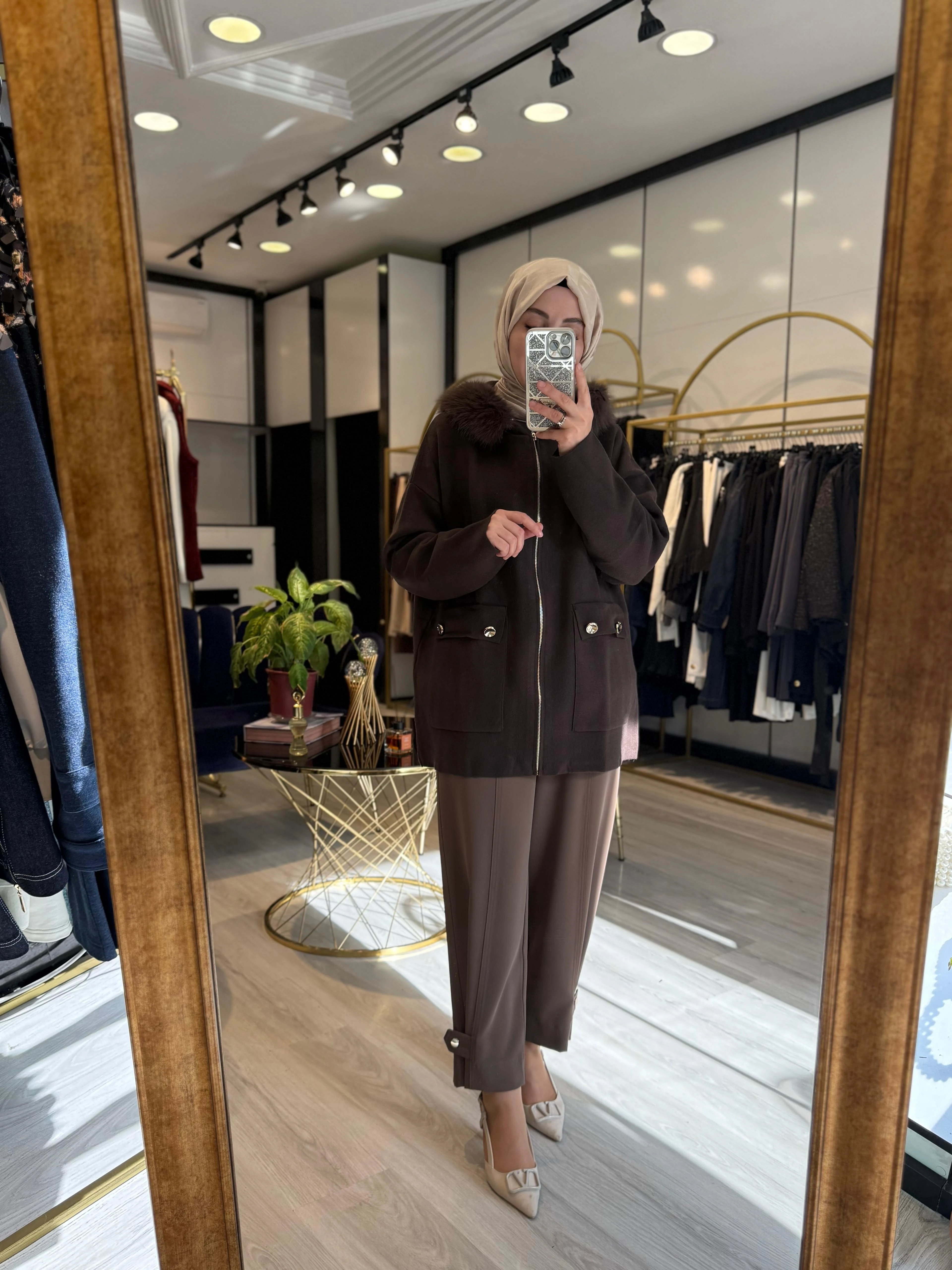 Kürklü Hırka - Kahverengi