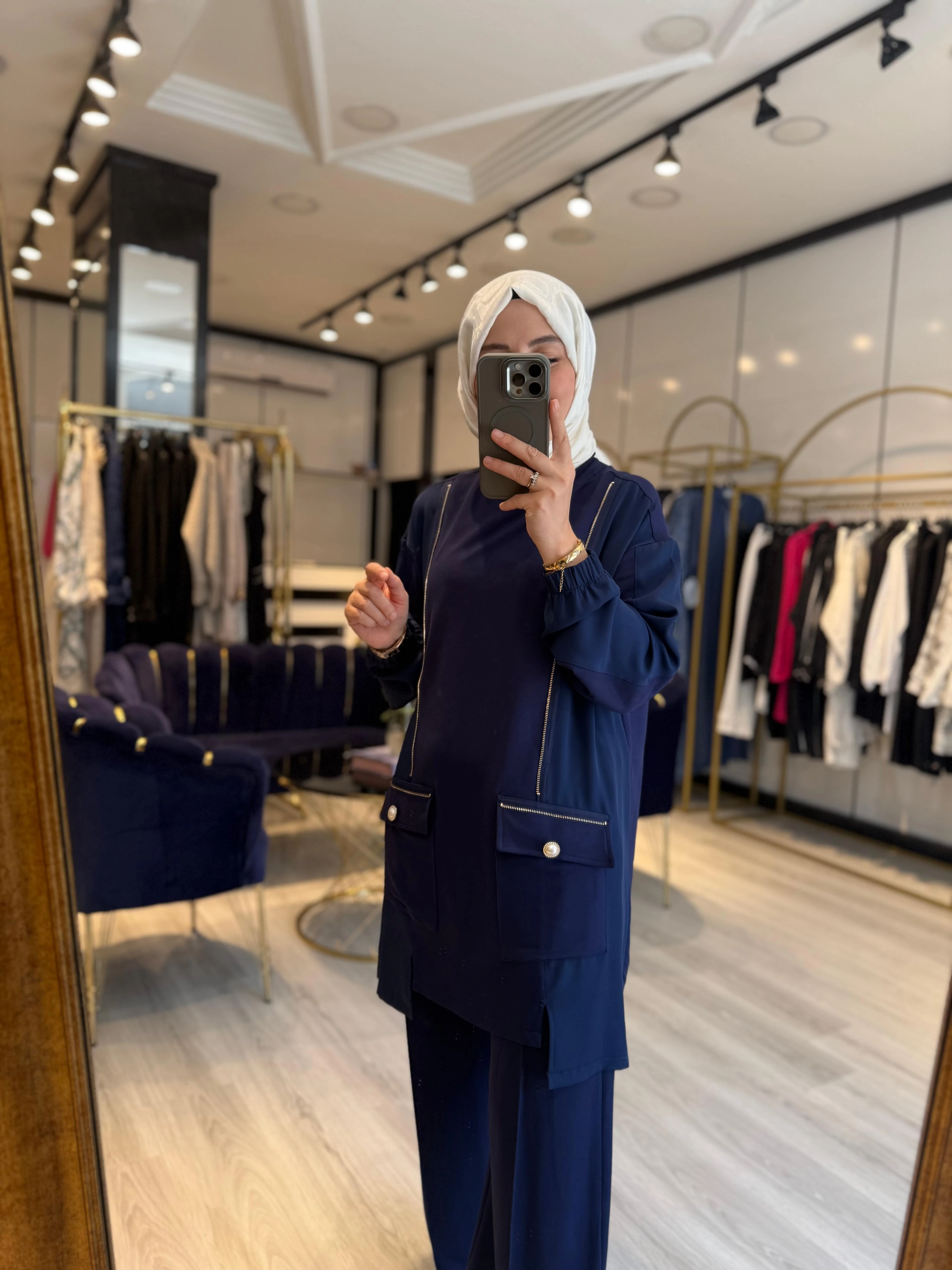 Fermuar Detaylı Takım - Lacivert