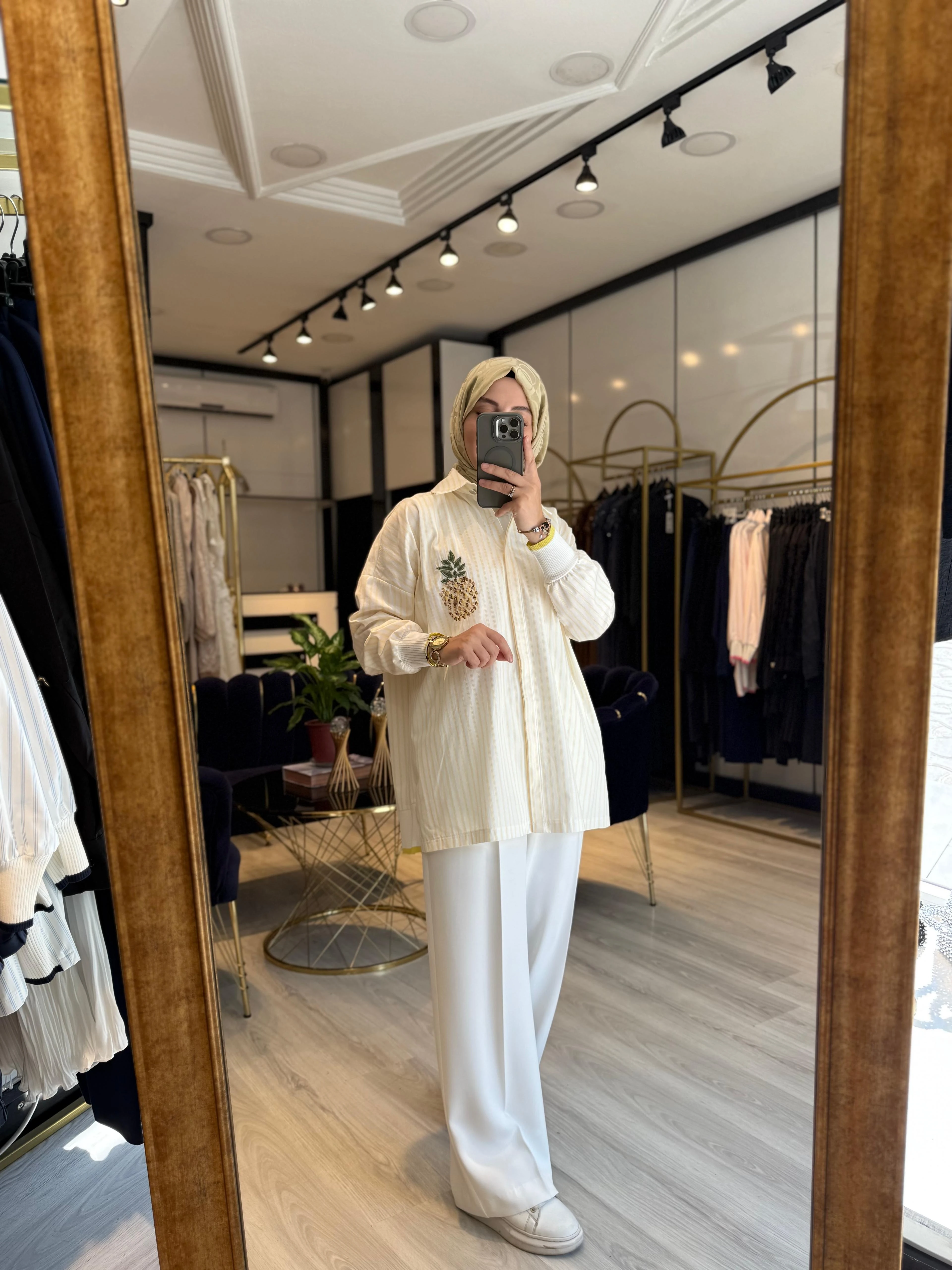 Ananaslı Gömlek - Sarı