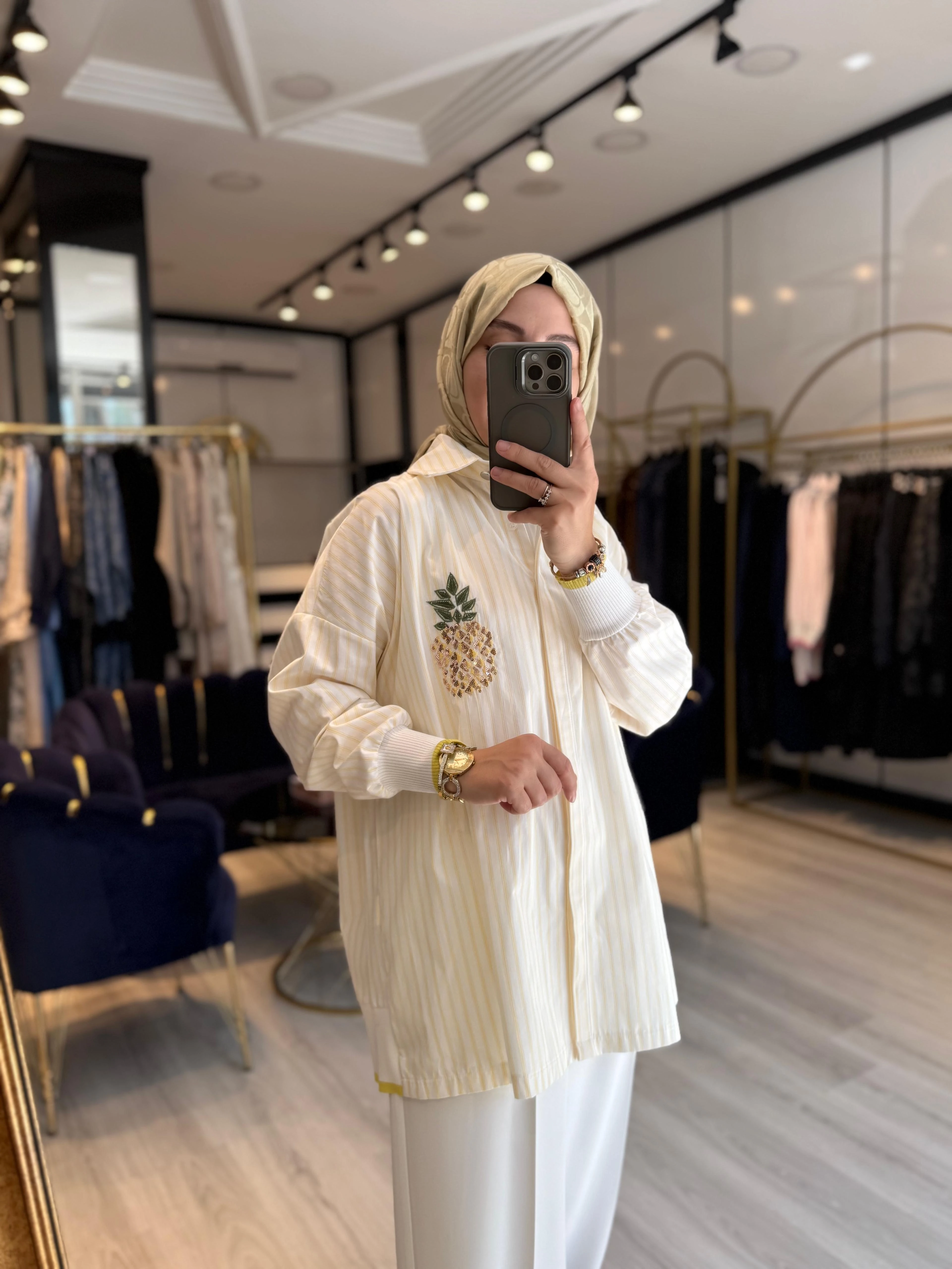 Ananaslı Gömlek - Sarı