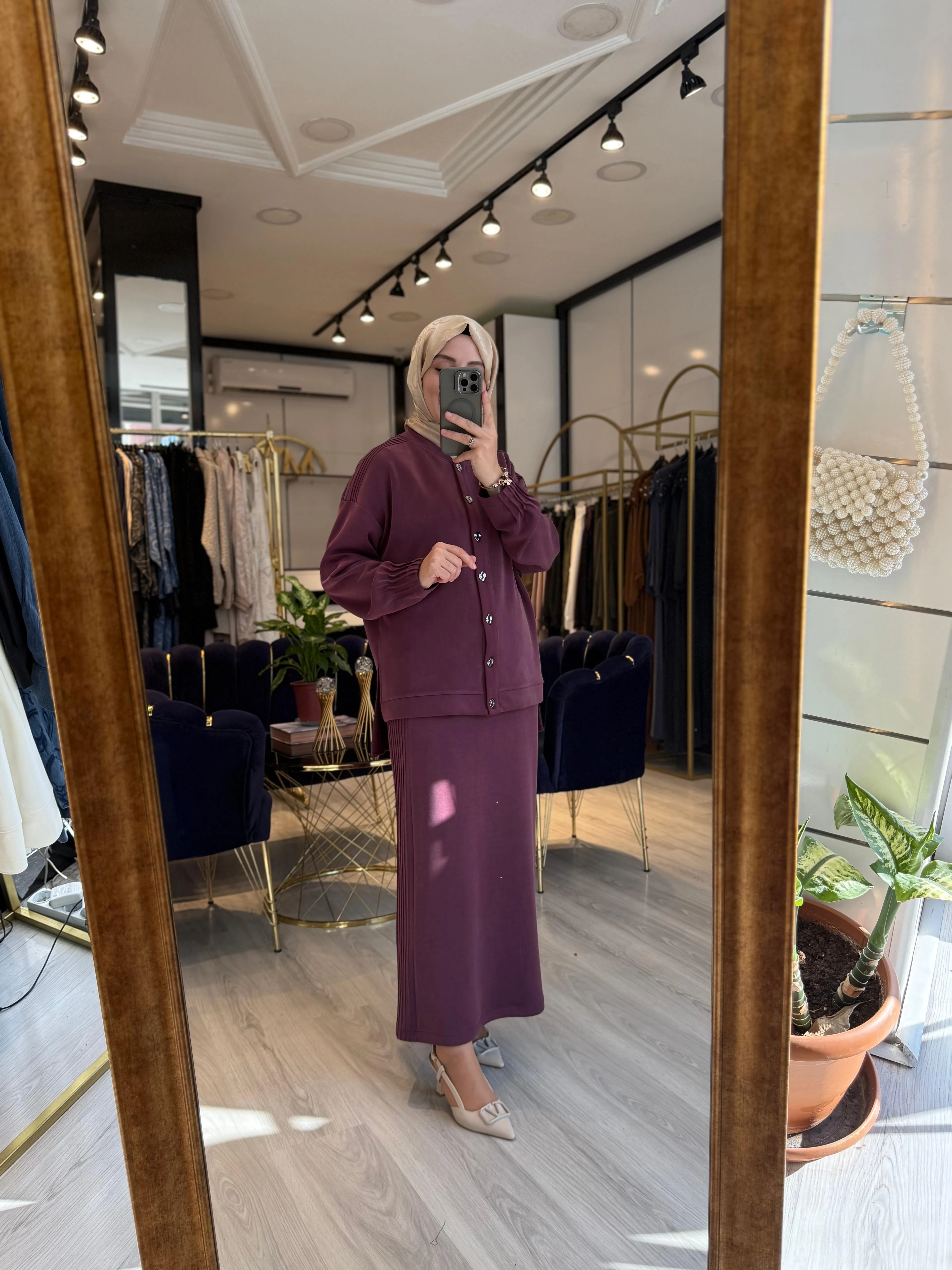 Oysho Modal Etekli Takım - Bordo