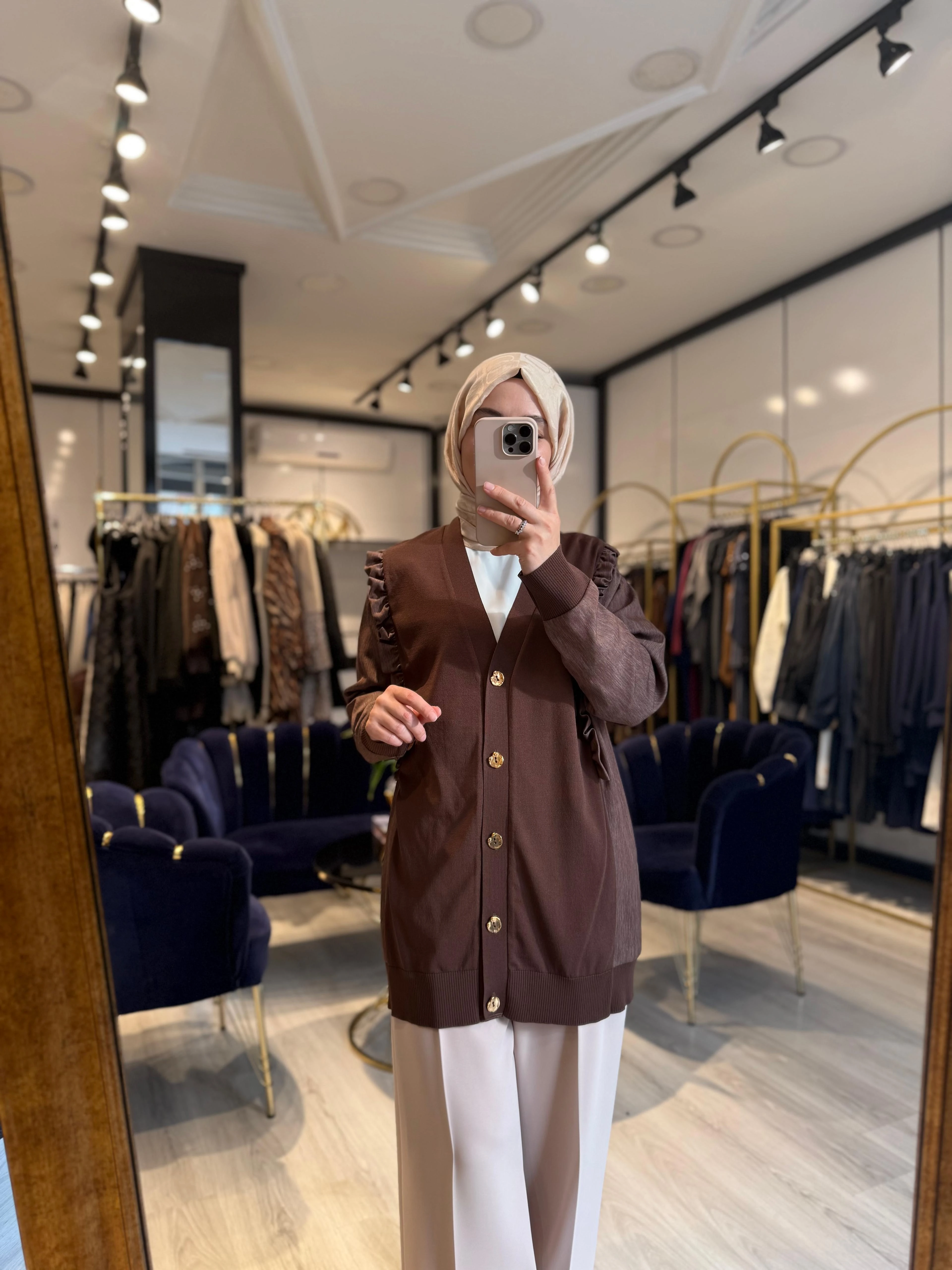 Fırfırlı Hırka - Kahverengi