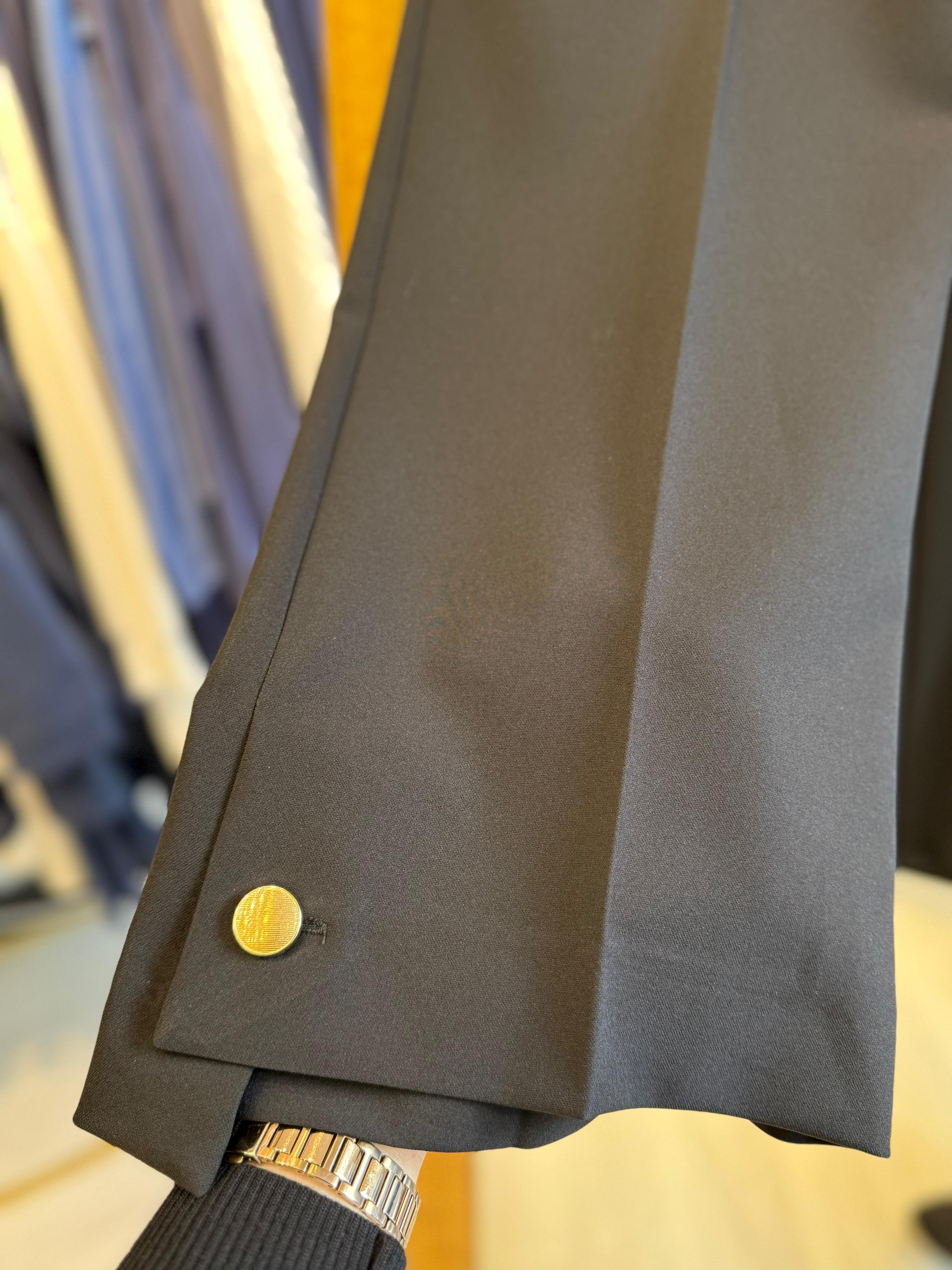 Düğmeli Bol Paça Pantolon - Siyah