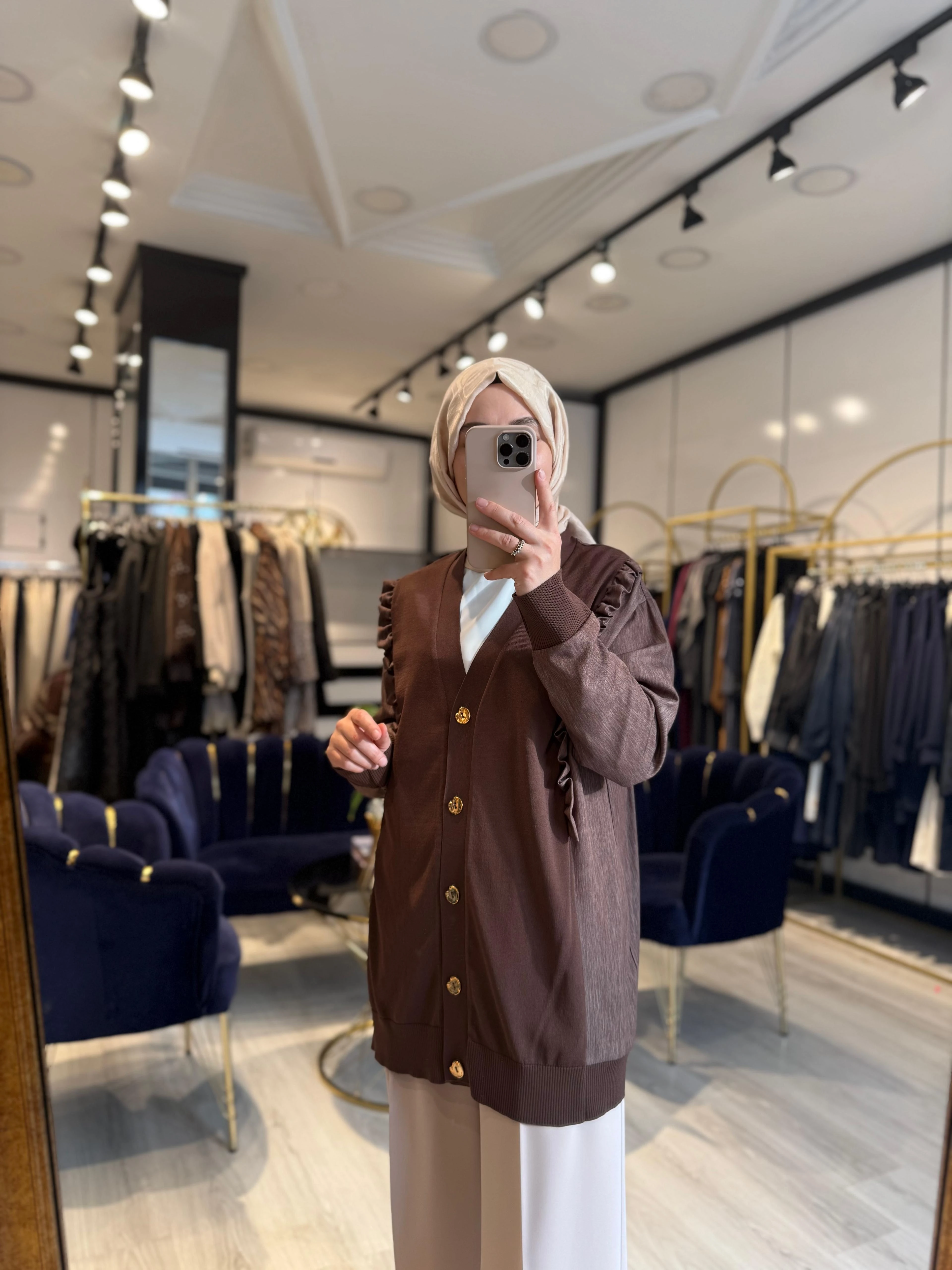 Fırfırlı Hırka - Kahverengi