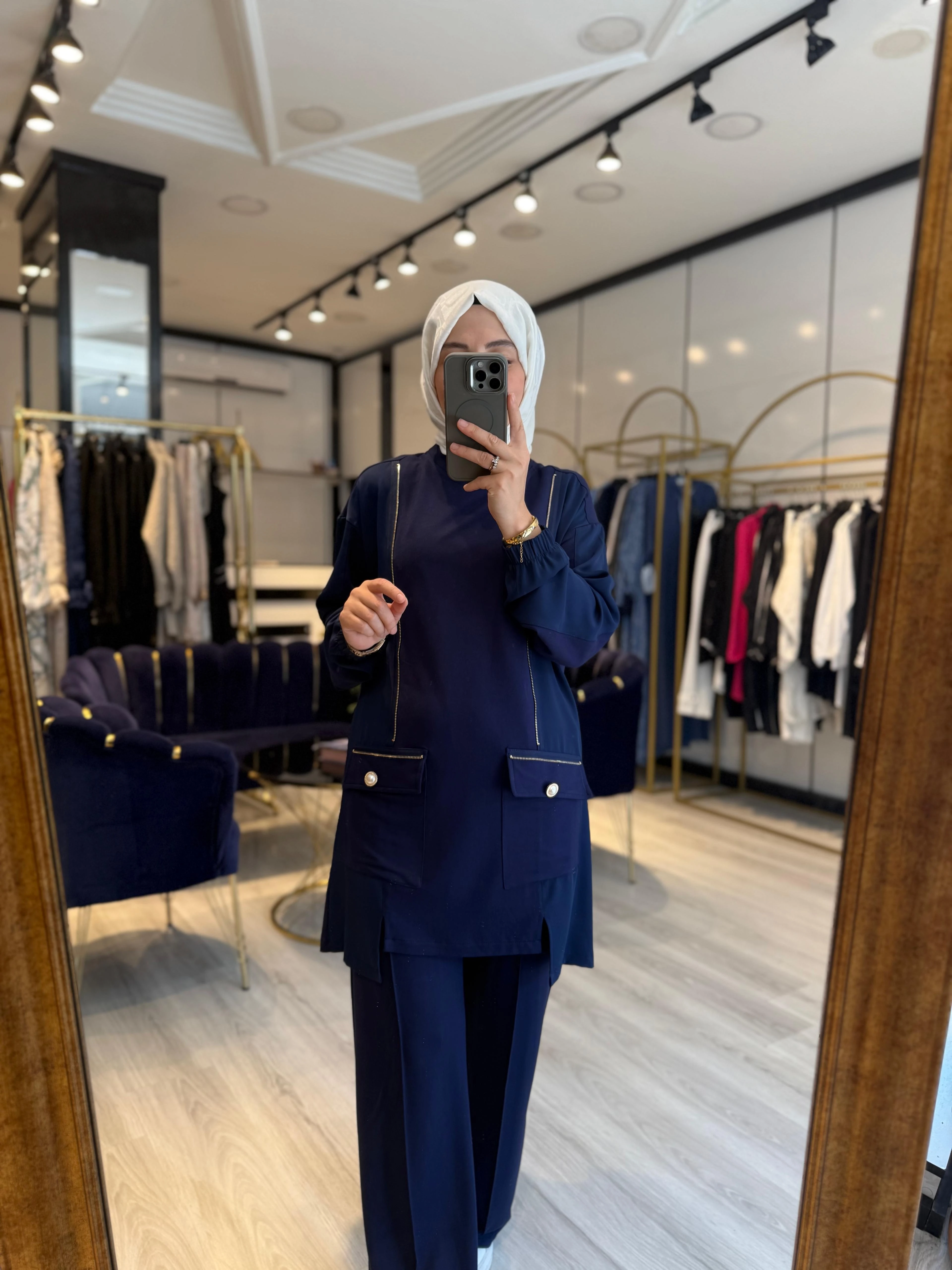 Fermuar Detaylı Takım - Lacivert