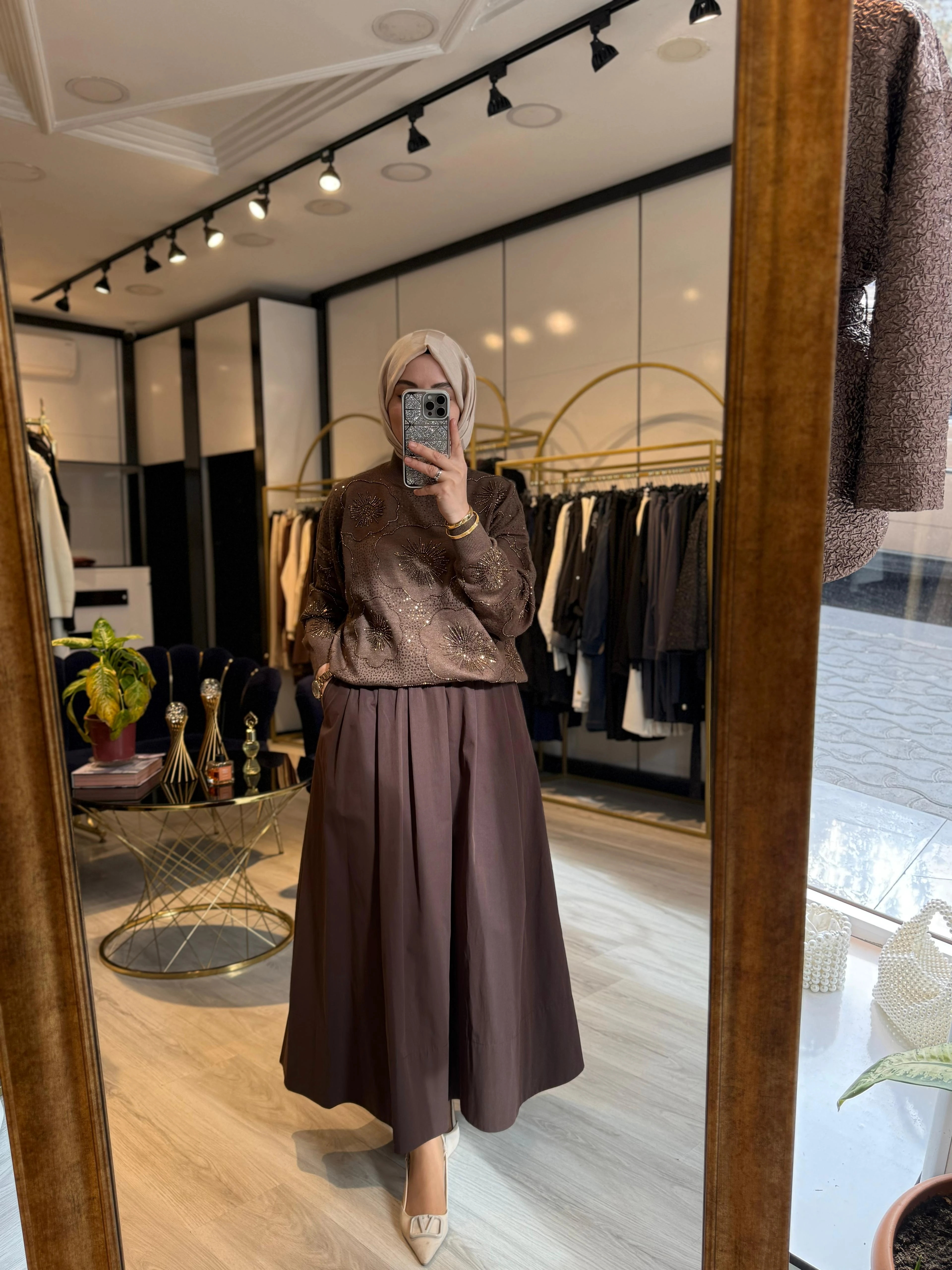 Paraşüt Etek - Kahverengi