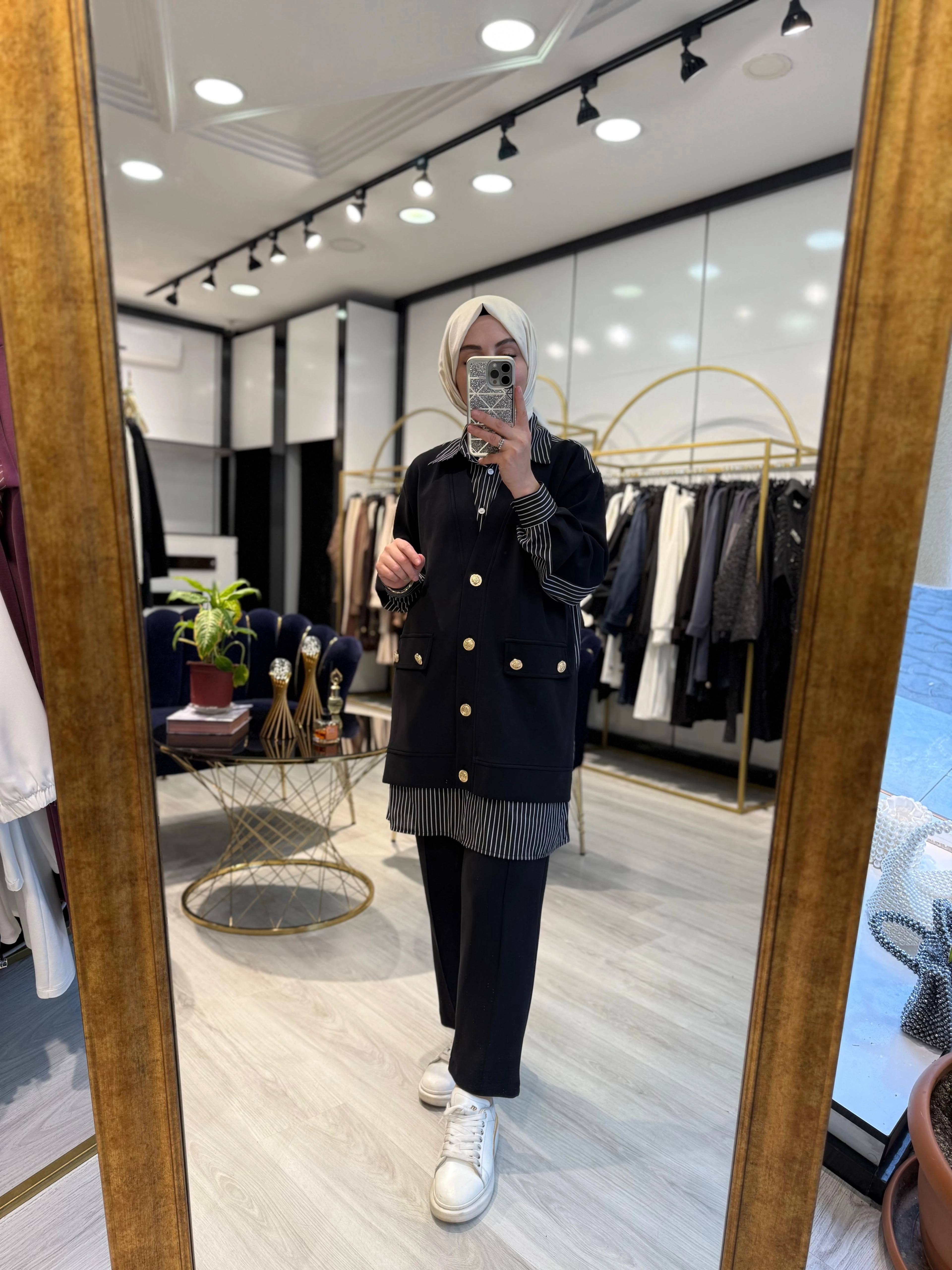 Gömlek Detaylı Oysho Modal Takım - Siyah