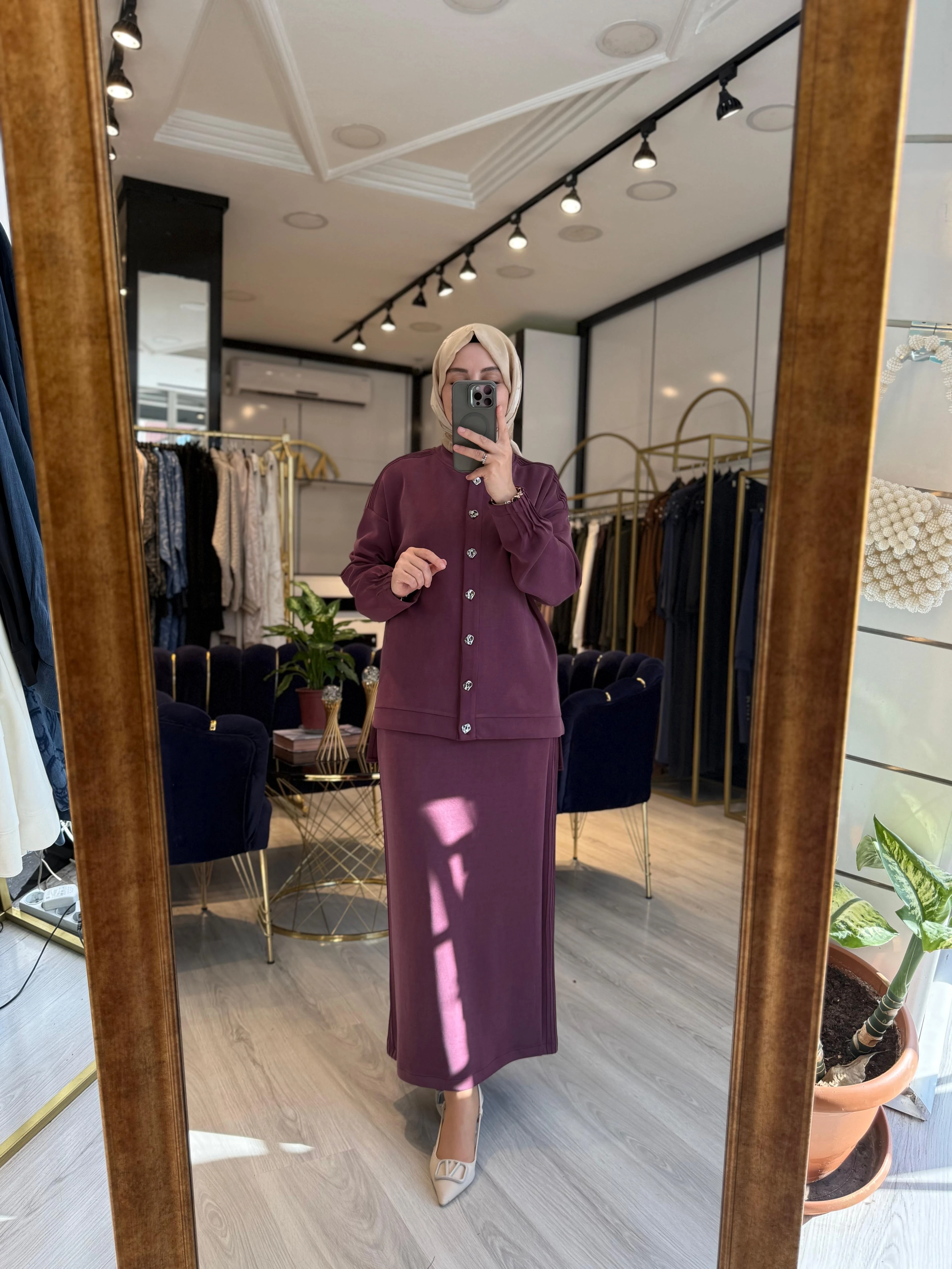 Oysho Modal Etekli Takım - Bordo