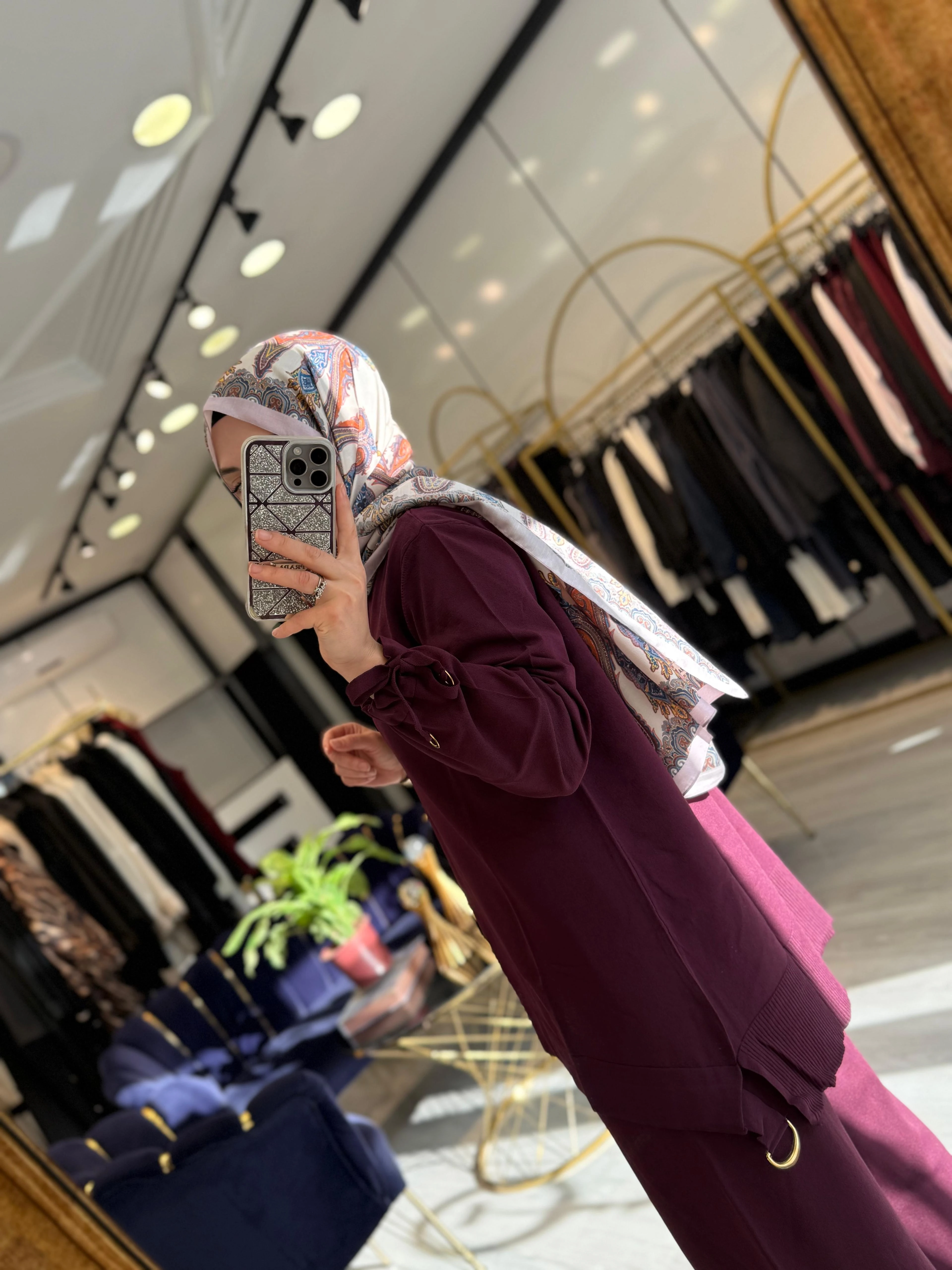 Kolları Bağlamalı Merserize Tunik - Bordo