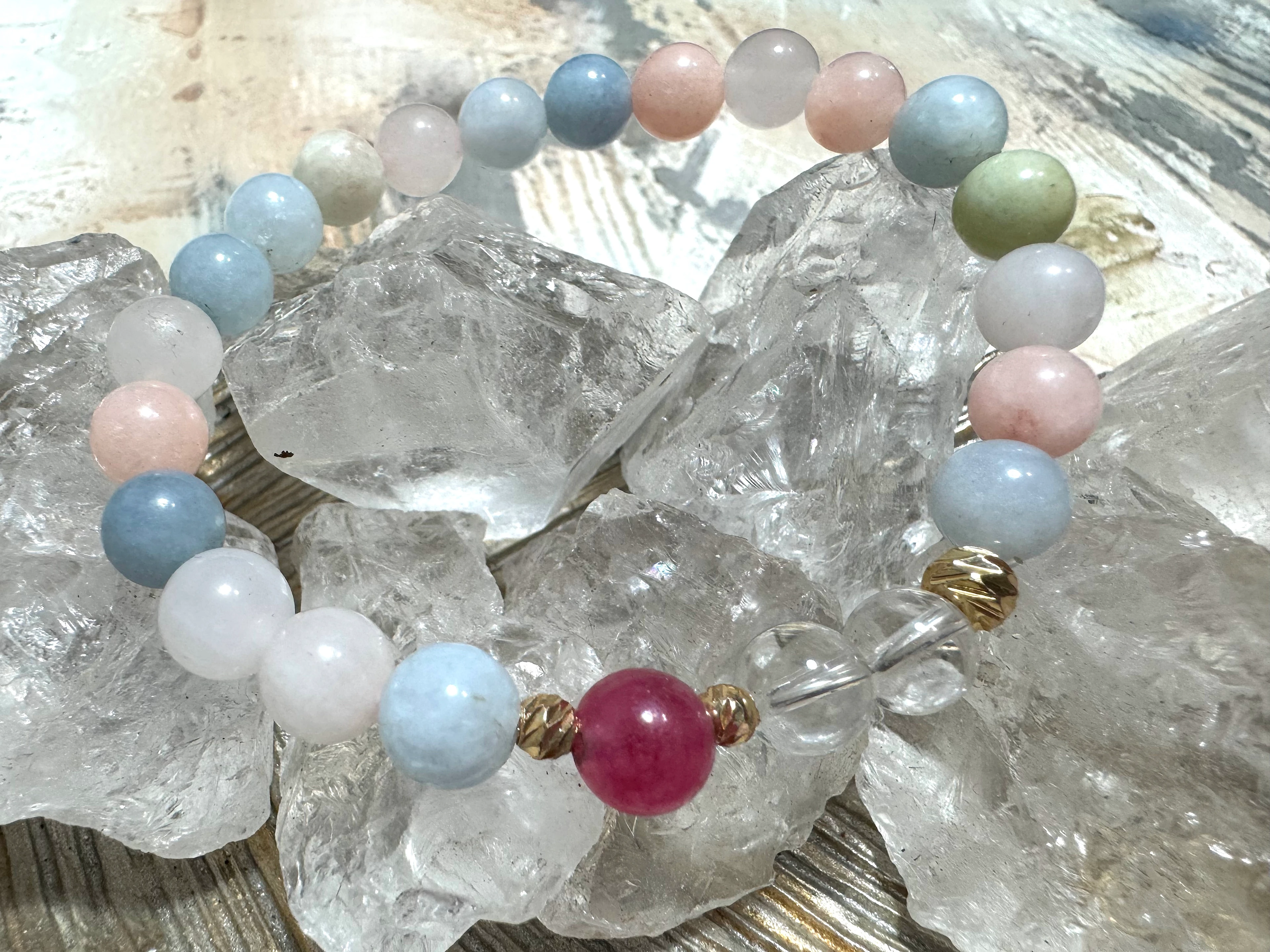  MORGANİT-YAKUT-ŞEFFAF KUVARS