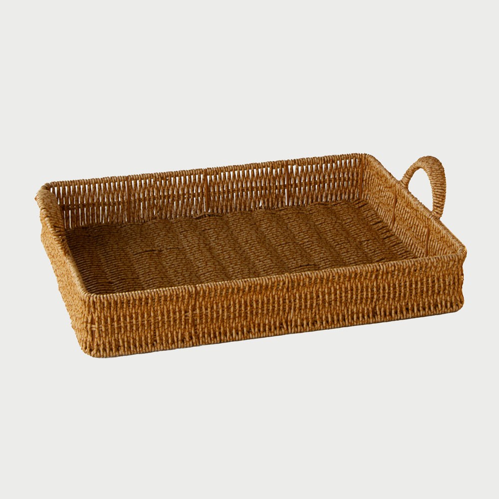 Plastik Rattan Hasır Tepsi - L