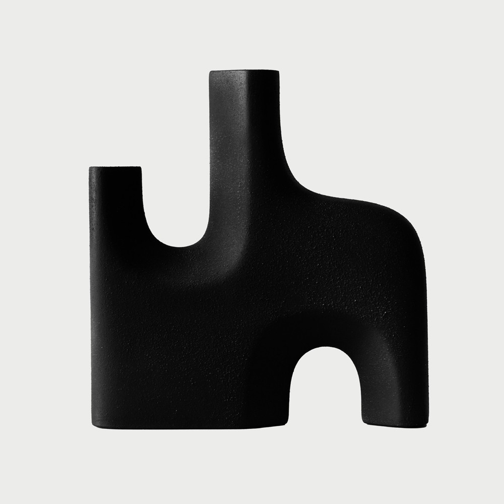 Form Mat Dokulu Seramik Dekoratif Obje - Siyah