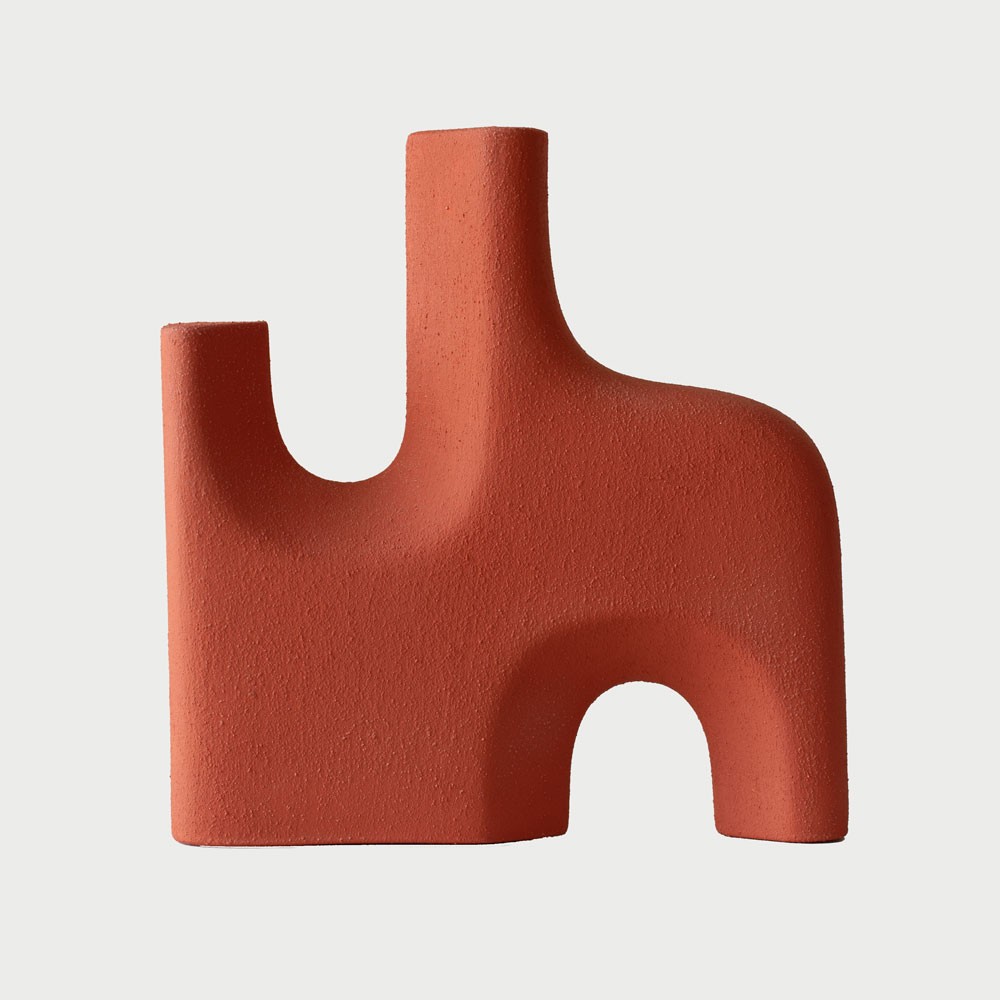 Form Mat Dokulu Seramik Dekoratif Obje - Terracotta