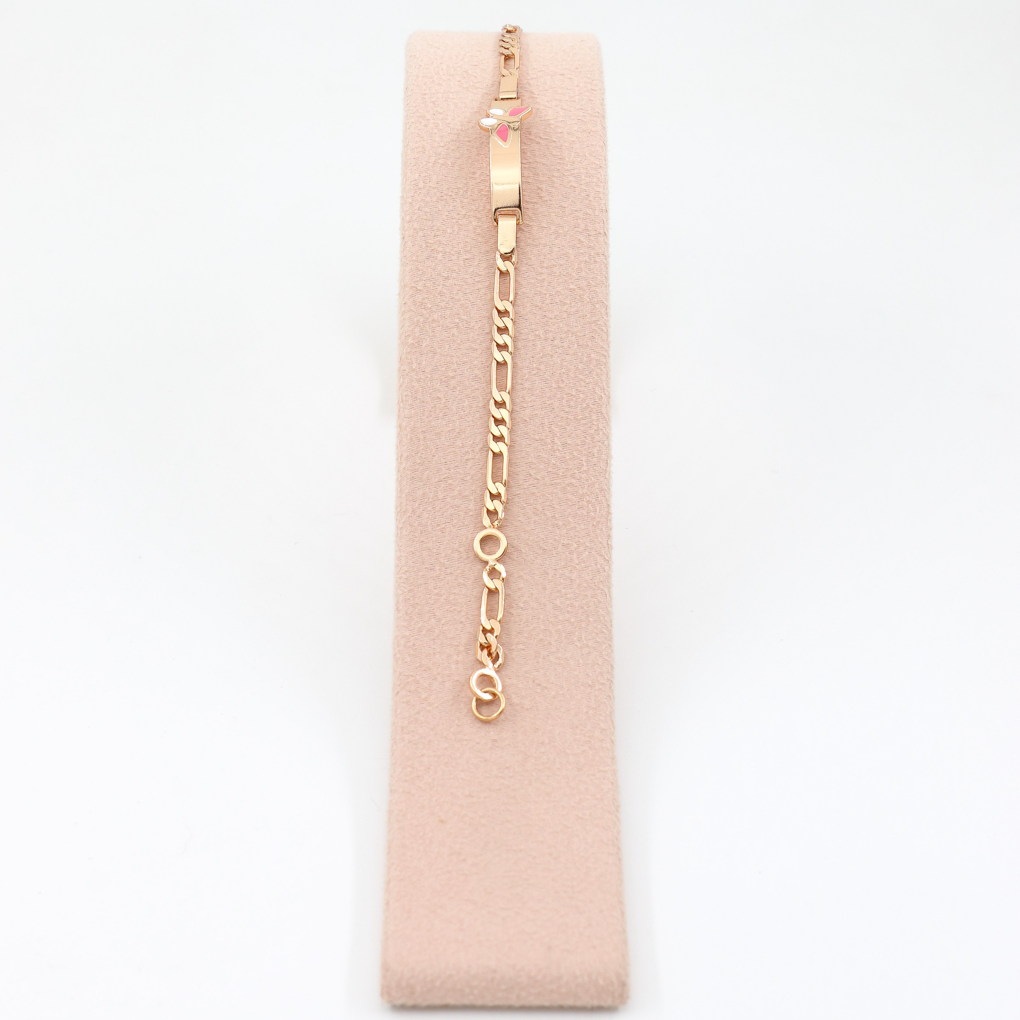 Pink Butterfly Rose Gold Renk Çocuk Künye Bileklik