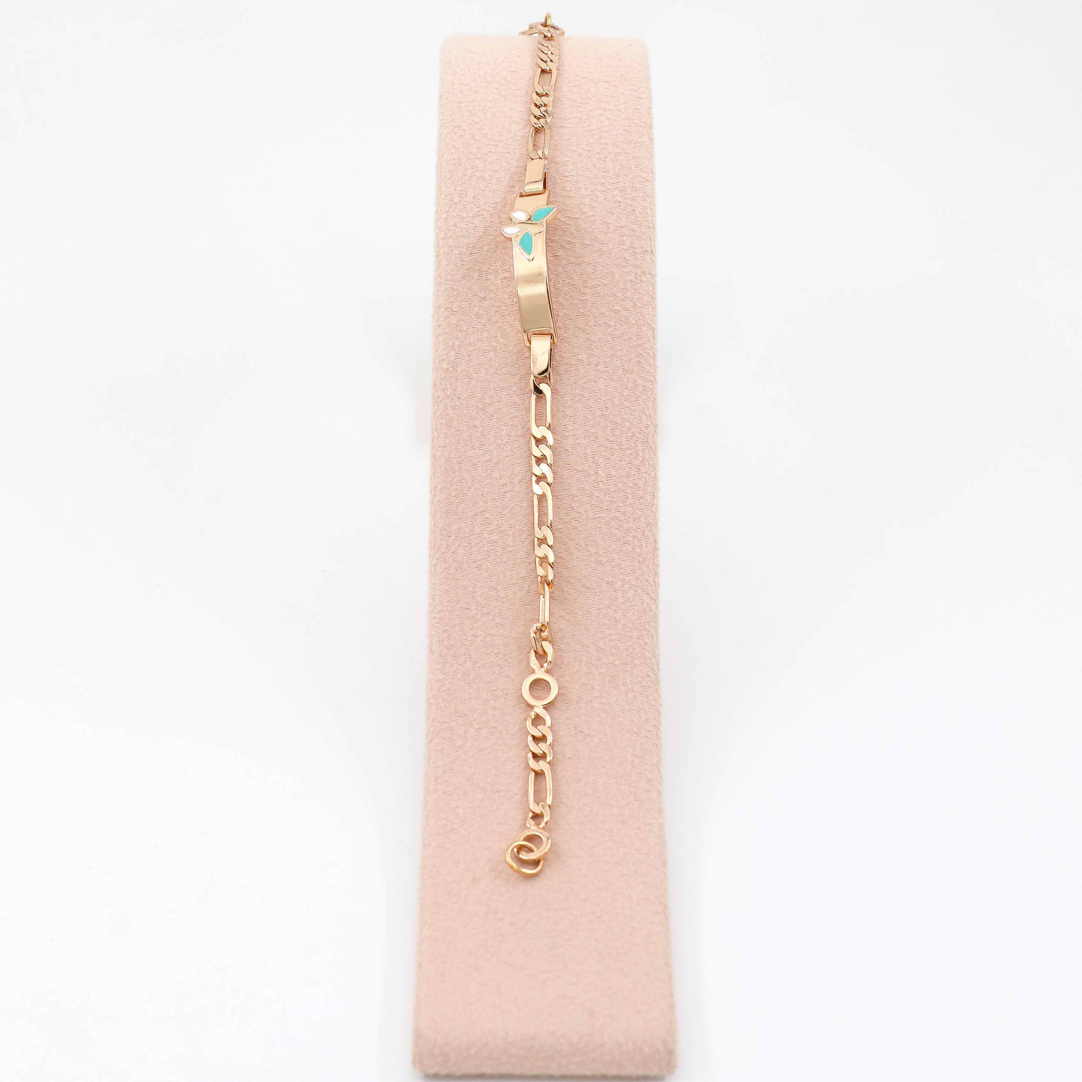 Turquoise Butterfly Rose Gold Renk Çocuk Künye Bileklik