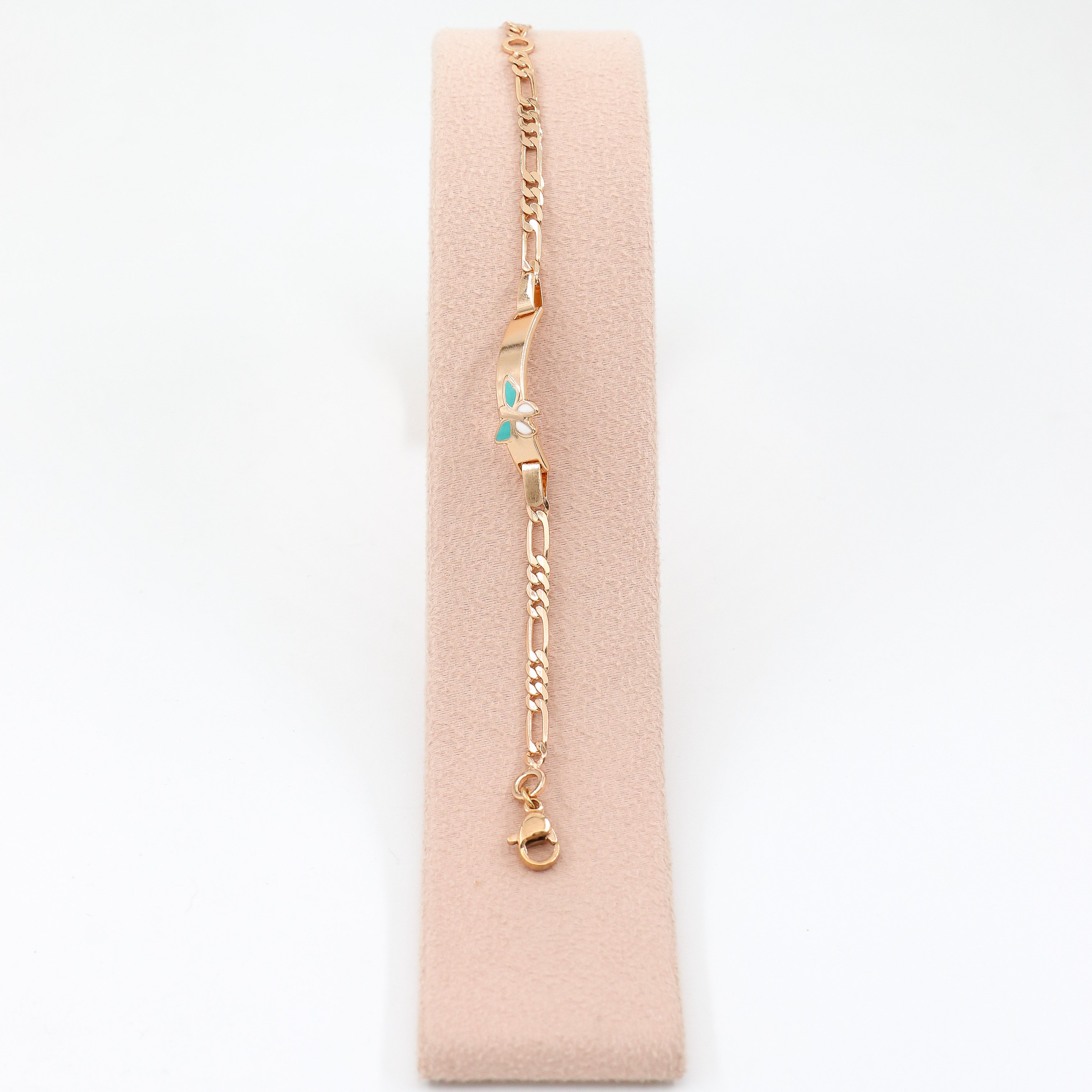 Turquoise Butterfly Rose Gold Renk Çocuk Künye Bileklik