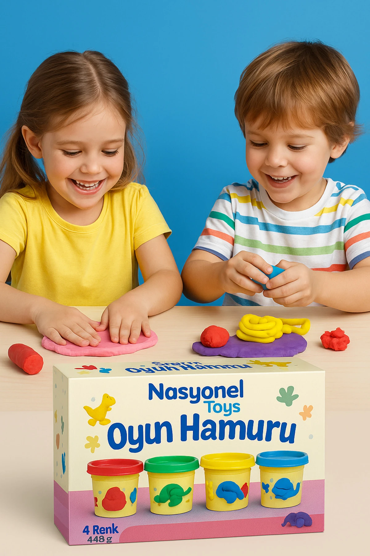 Oyun Hamuru 4 Renk 448g – Çocuklar İçin Eğlenceli ve Güvenli Oyun Seti