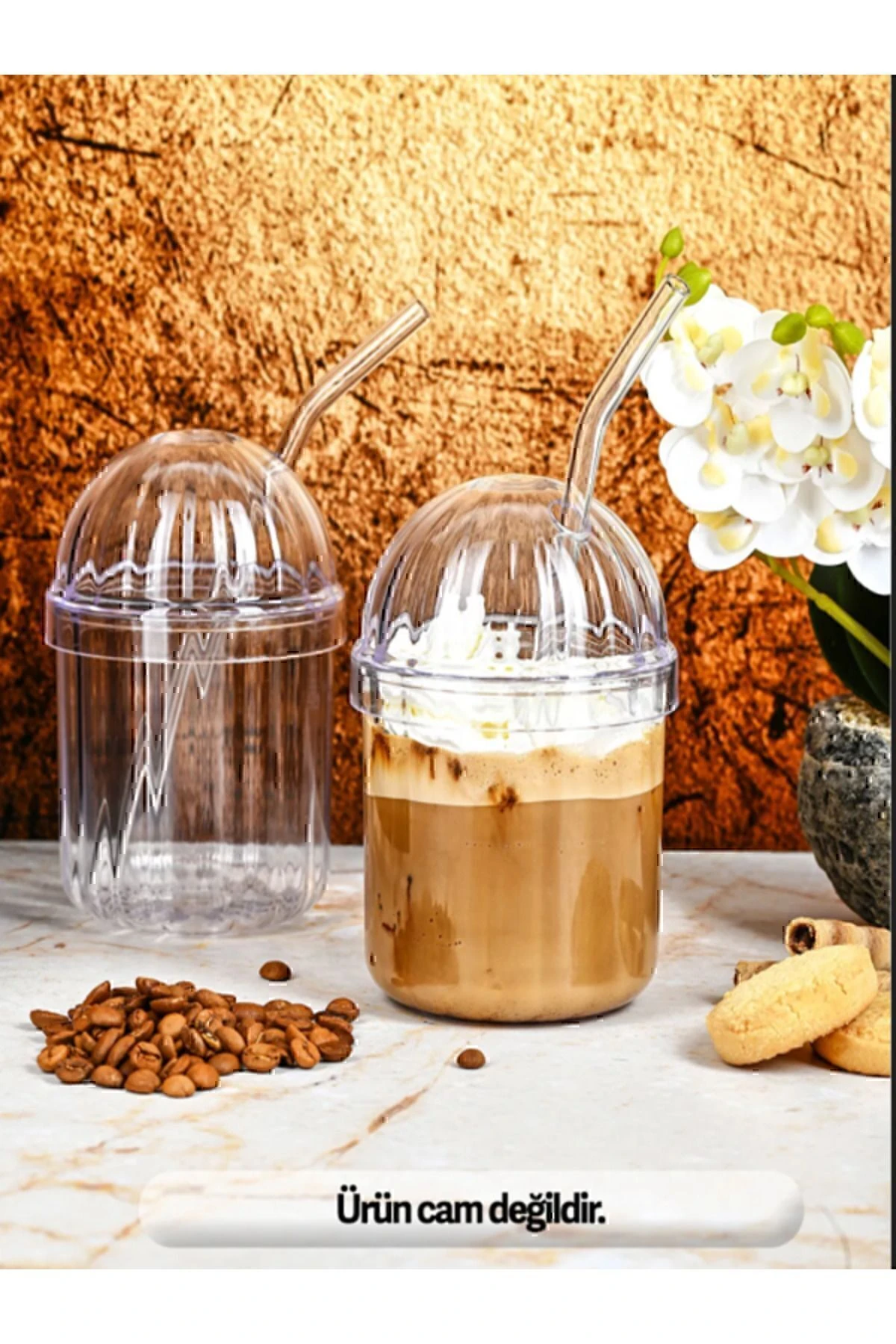 4 ADET CAM PİPETLİ KRİSTAL BARDAK 400ML SOĞUK KAHVE BARDAĞI LİMONATA BARDAĞI MEŞRUBAT BARDAĞI