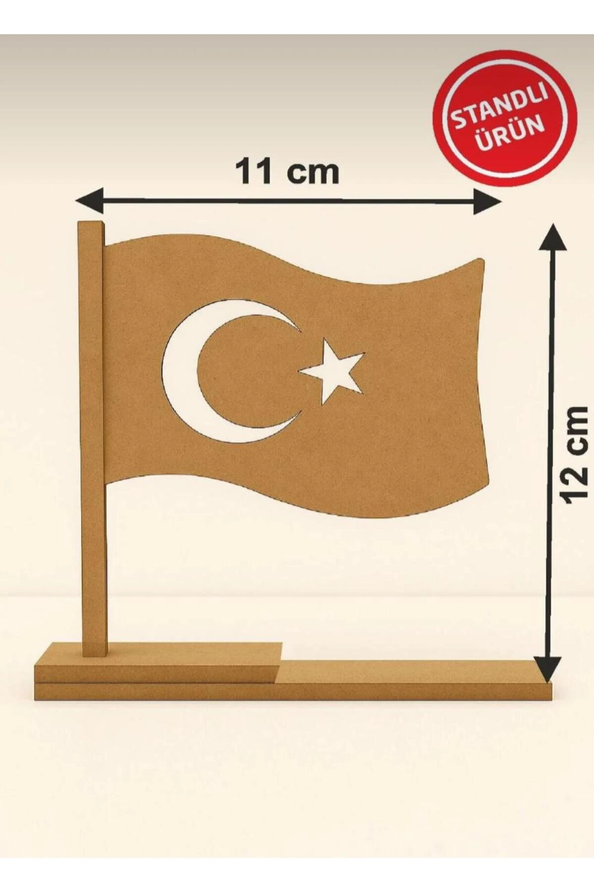 Boyanabilir Türk Bayrağı Standlı Ahşap Oyuncak Etkinlik Aktivite 1 Adet nasyonel