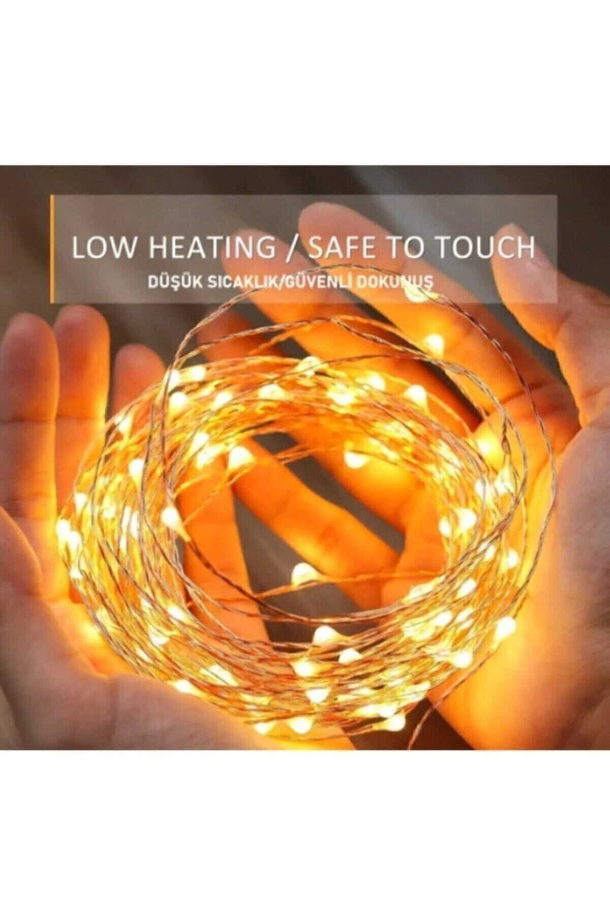 10 Metre Pilli Peri Led Dekor Işığı, Sarı, Günışığı Işığı