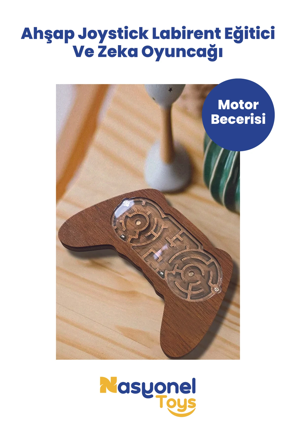 Çocuklar İçin Ahşap Joystick Labirent Oyunu – Eğitici Zeka ve Motor Gelişim Oyuncağı -