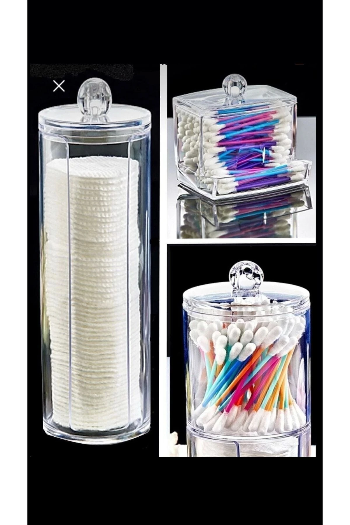 3'lü Pamuk Makyaj Organizer Seti - Fonksiyonel Ve Şık Makyaj Düzenleyici