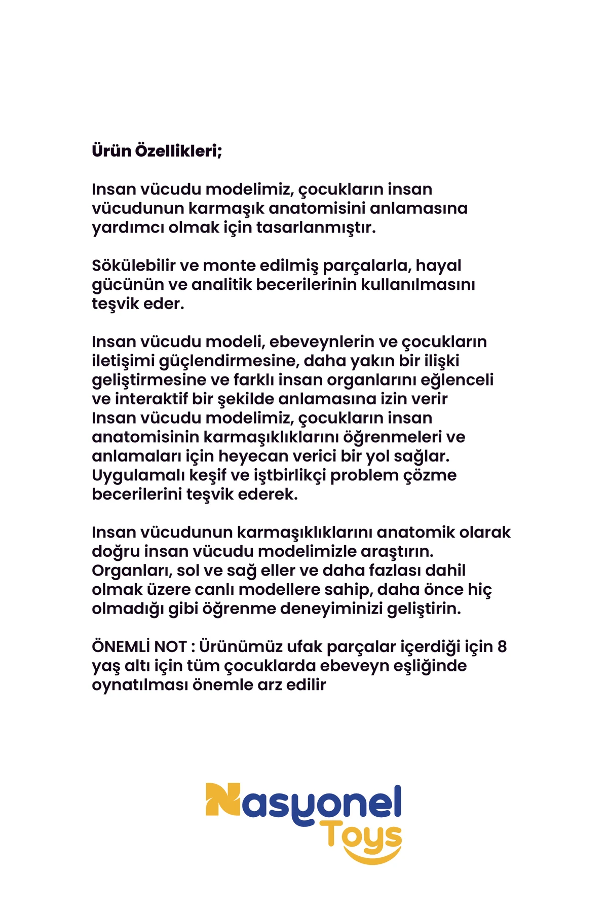 İnsan Vücudu Anatomisi Organ Bulmaca – Eğitici Sök Tak Vücut Modeli –