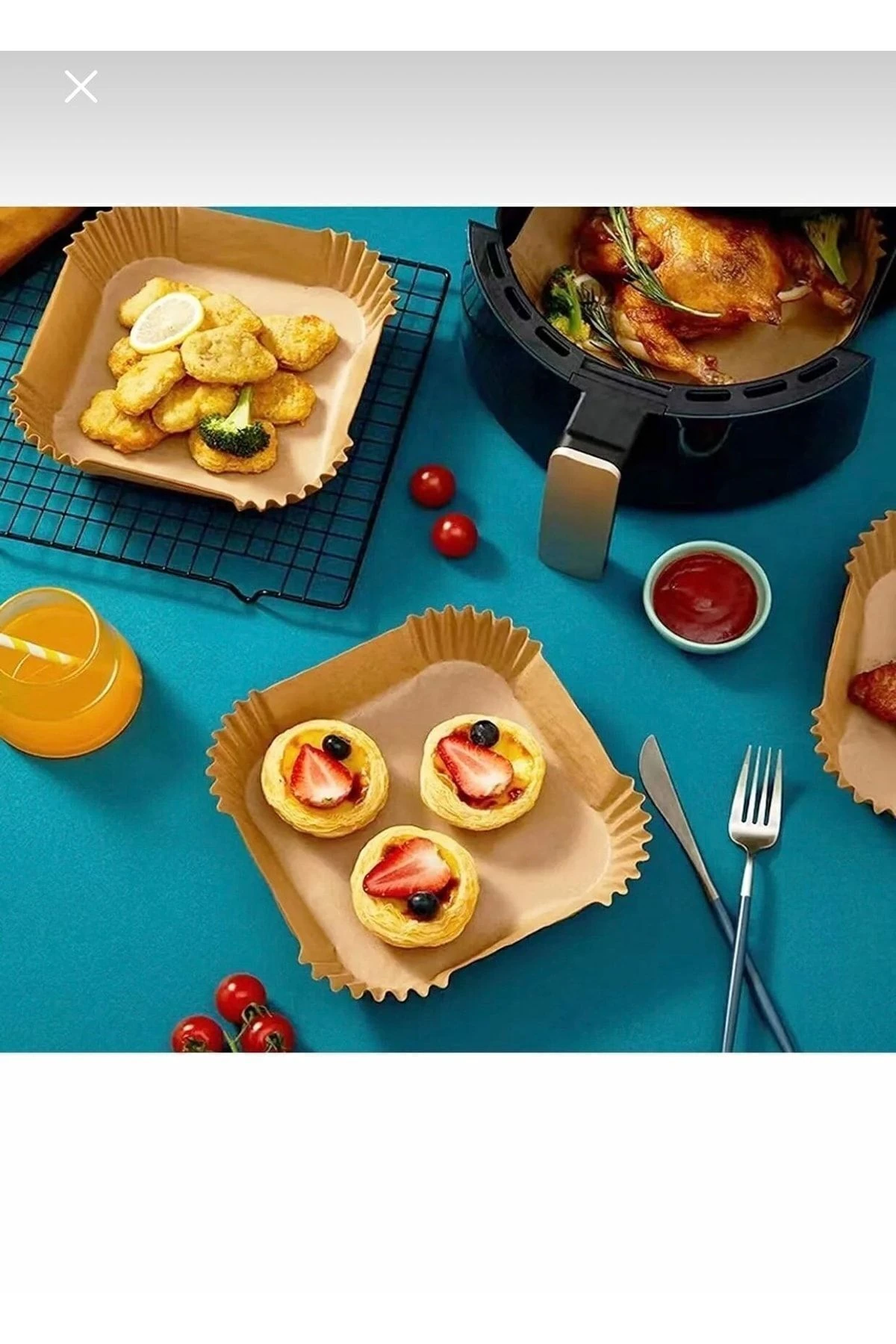 Pişirme Kağıdı Airfryer Xxl Xl Airfryer Yağlı Kağıt Xiaomi Philips Tüm Markalara Uyumlu 50 Adet