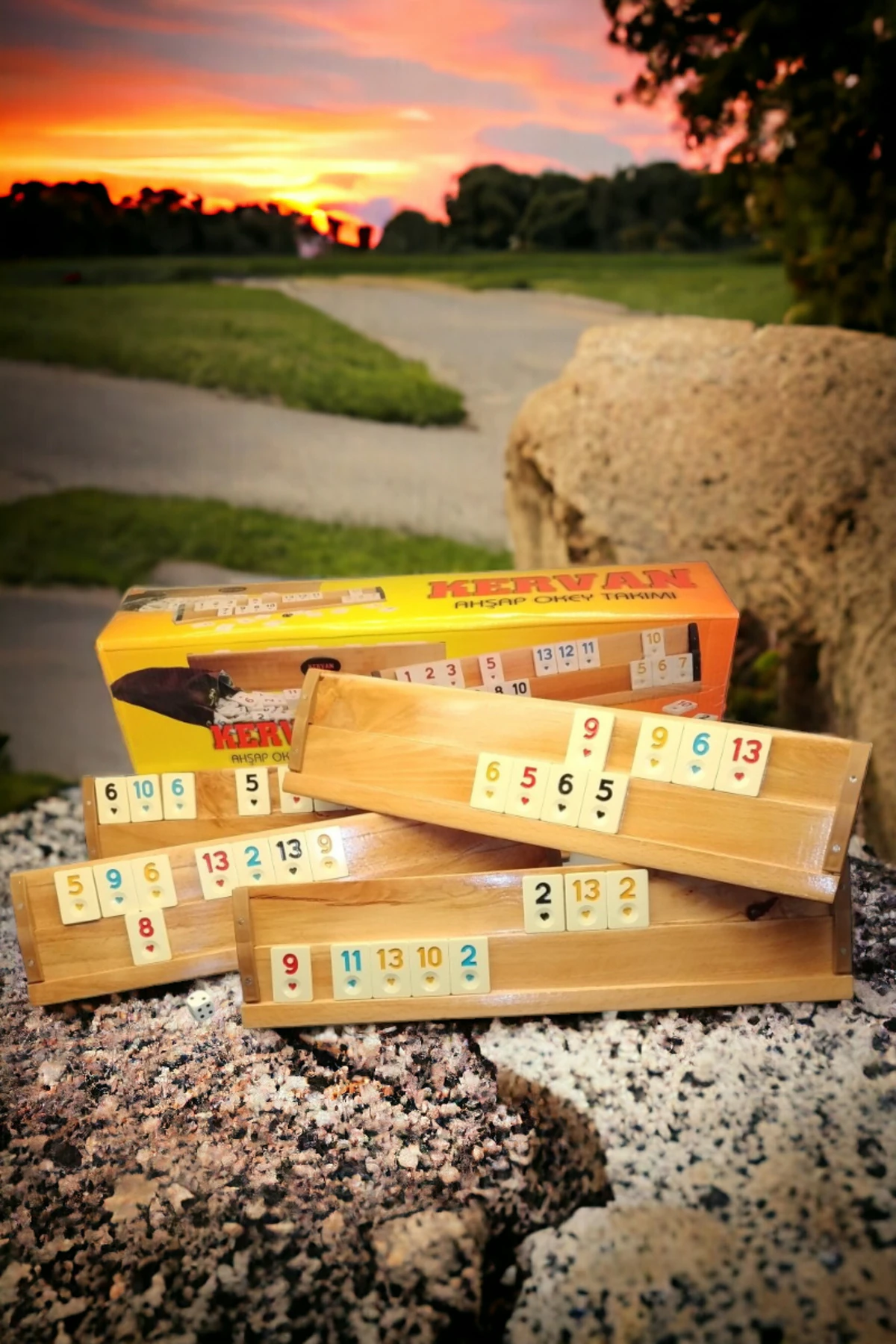 Büyük Boy Cilalı Ahşap Okey Takımı Melamin (KEMİK) Taşlı (101 Okey Oyun Seti)