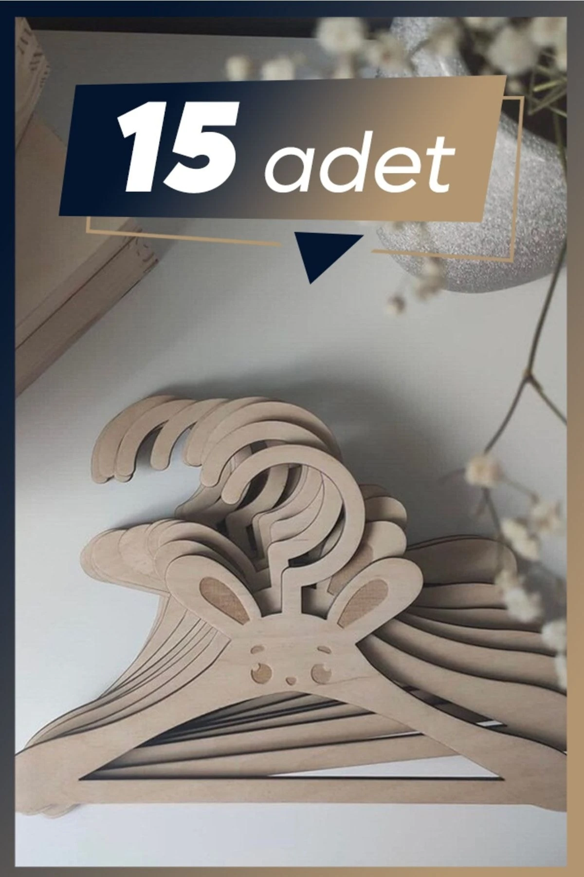 Woodnest Ahşap Mdf Çocuk Askısı 15 Adet Sevimli Askılık Bebek Askılığı