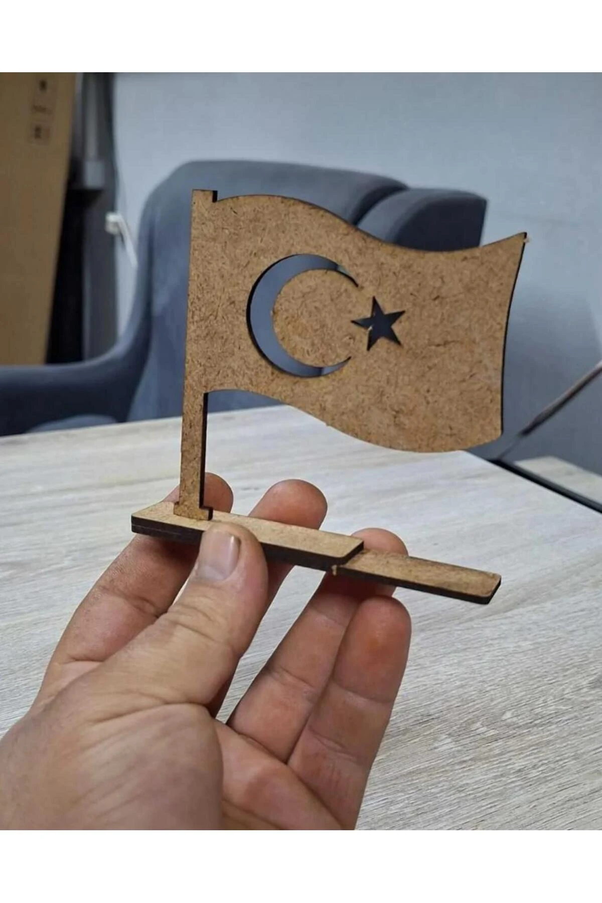 Boyanabilir Türk Bayrağı Standlı Ahşap Oyuncak Etkinlik Aktivite 1 Adet nasyonel