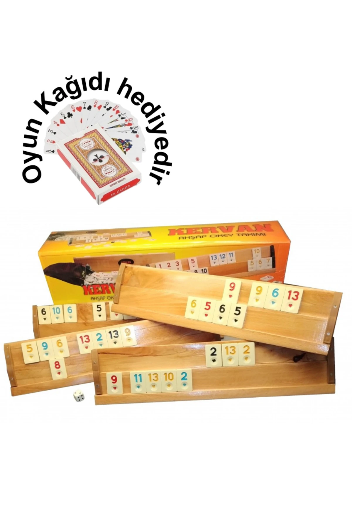 Büyük Boy Cilalı Ahşap Okey Takımı Melamin (KEMİK) Taşlı (101 Okey Oyun Seti)