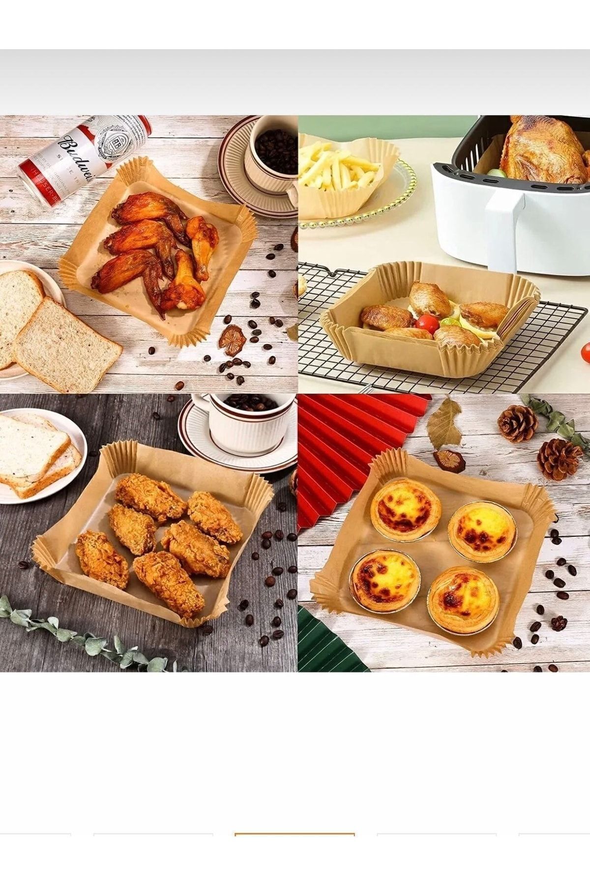 Pişirme Kağıdı Airfryer Xxl Xl Airfryer Yağlı Kağıt Xiaomi Philips Tüm Markalara Uyumlu 50 Adet