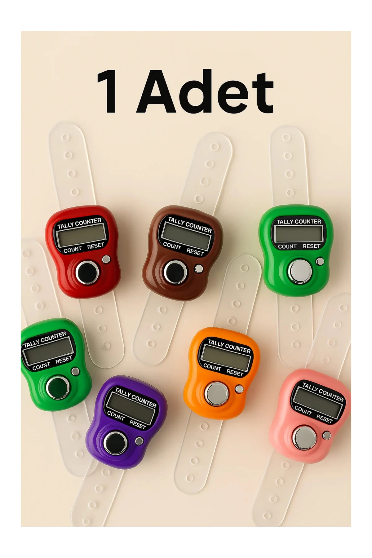 1 Adet Karışık Renk - Yüzük Tesbih Zikir Matik Namaz Zikir