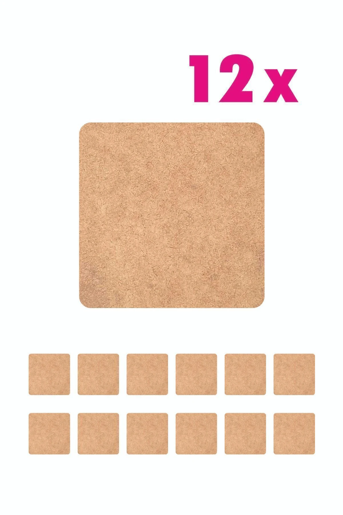 Kare Supla Levha 12 Adet 3 Mm Ham Mdf 20 Cm Kare Servis Altı Supla