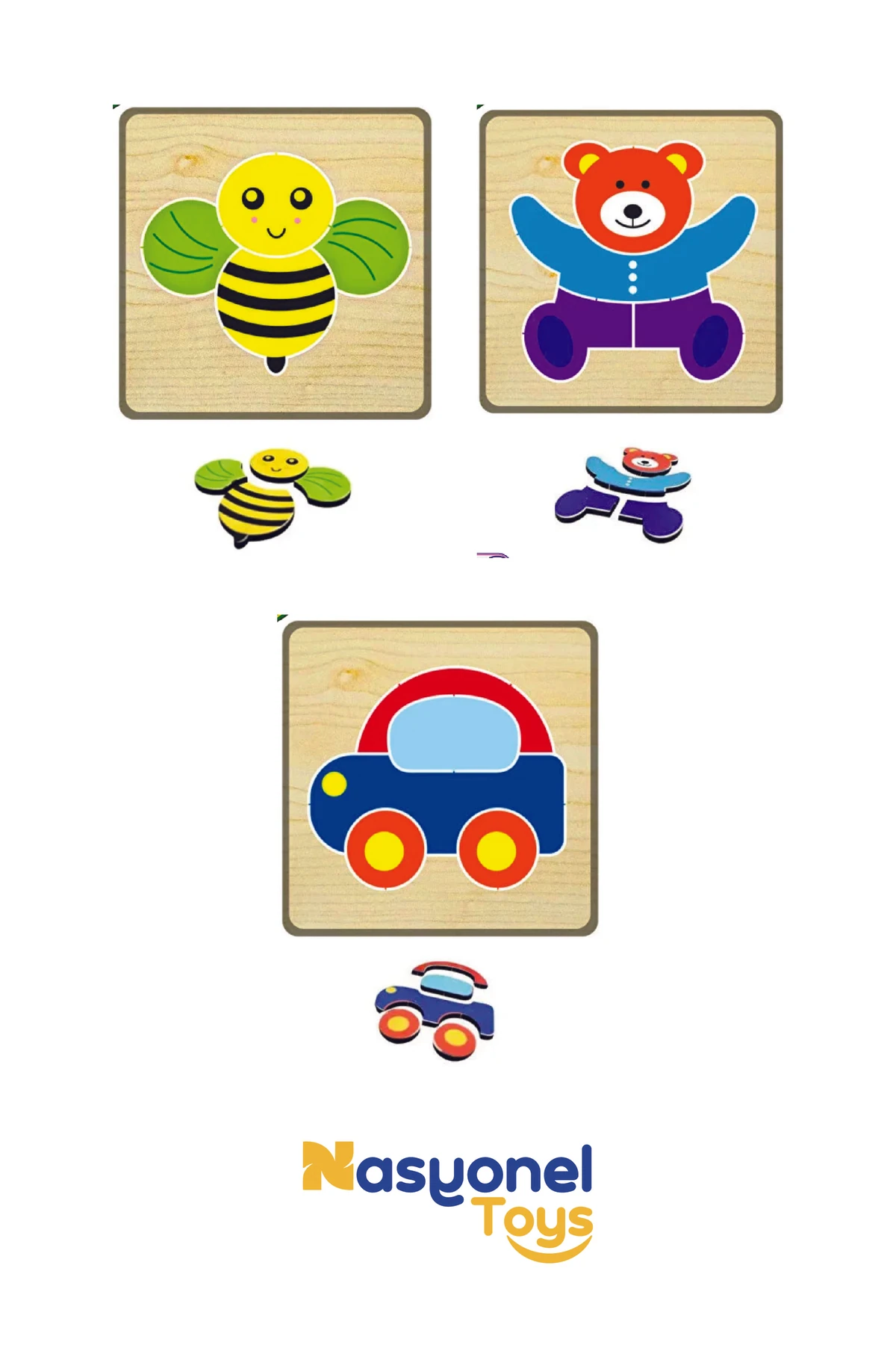 Eğitici Ahşap 3D Puzzle Yapboz Oyunu – 5’li Set –